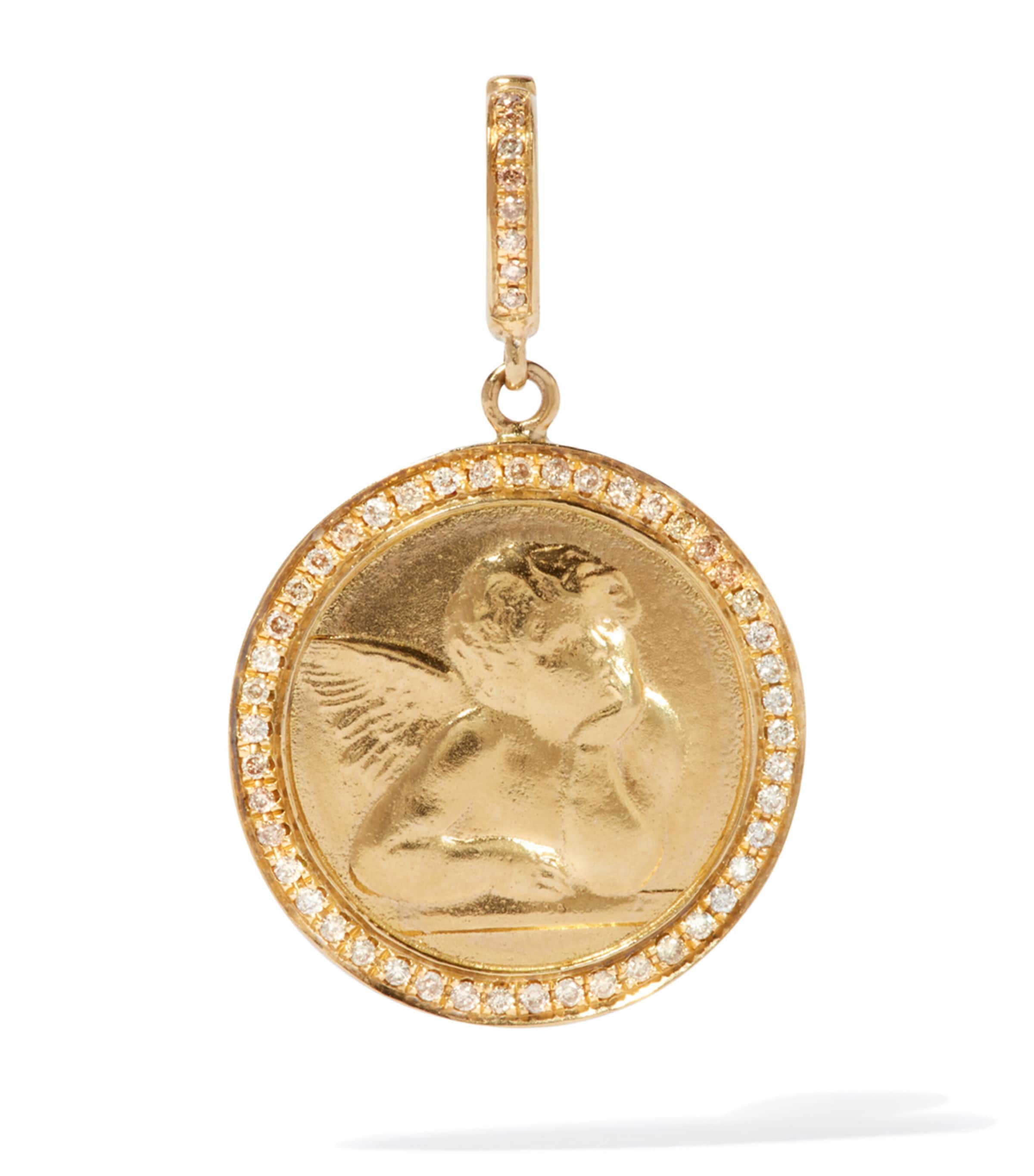 Annoushka Yellow Gold And Brown Diamonds Mythology Cherub Charm In Gold