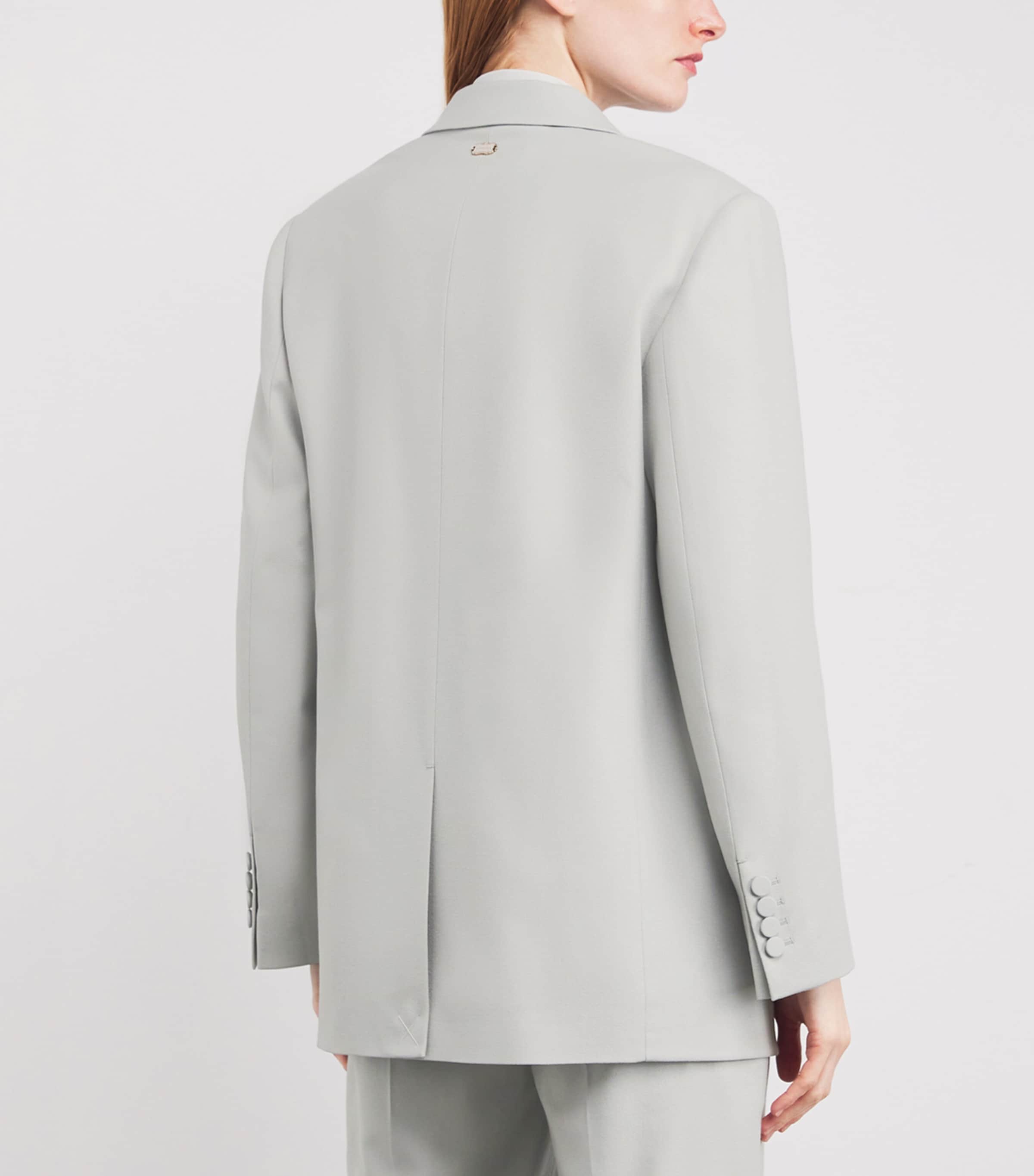 Agnona Womens Virgin Wool Single-Breasted Blazer Light Grey Sage Grey Image 4