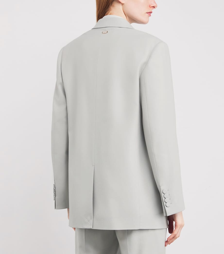 Agnona Womens Virgin Wool Single-Breasted Blazer Light Grey Sage Grey Image 4