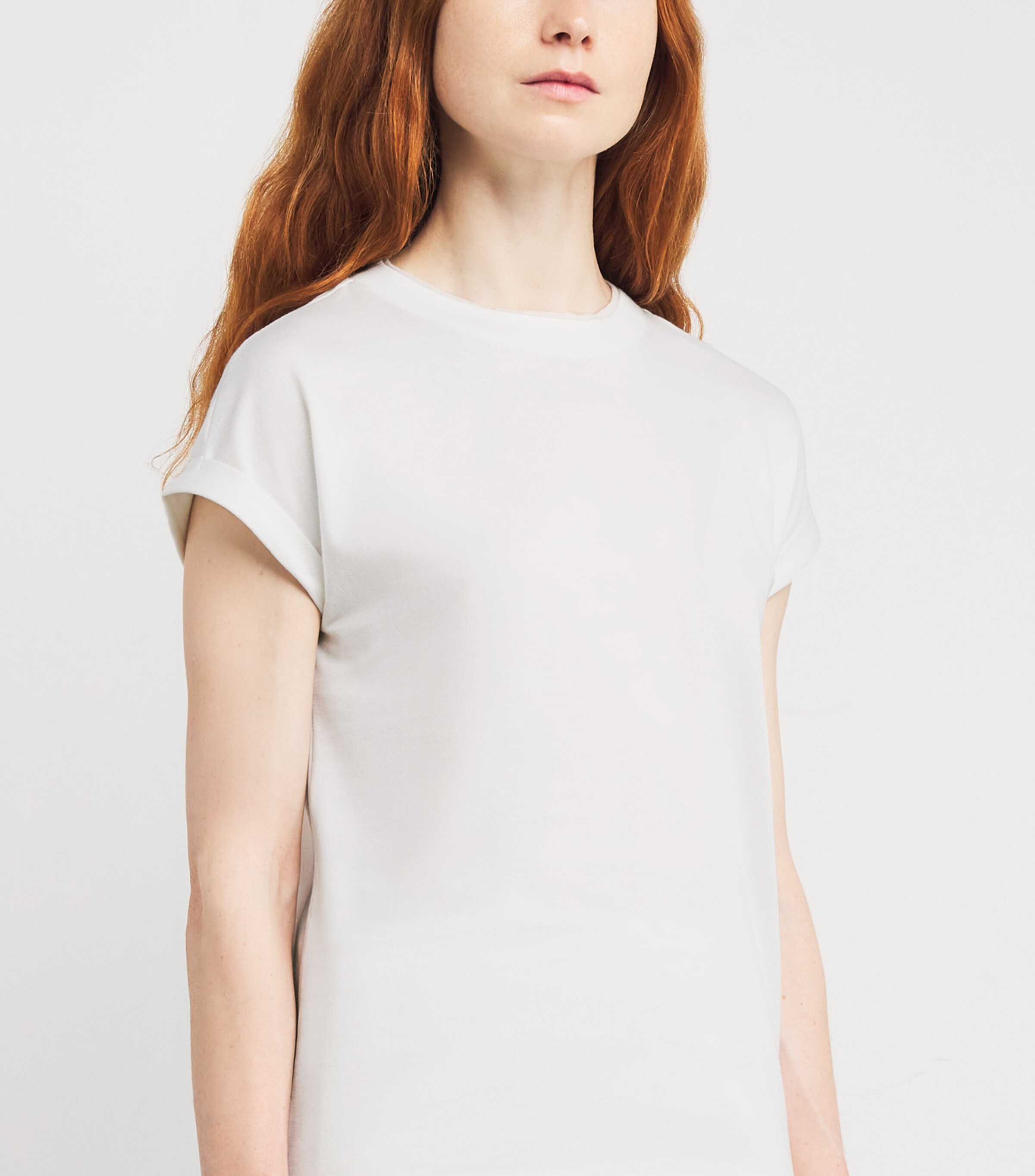 Eleventy Womens Cotton Double Crew-Neck T-Shirt Avorio Sabbia Image 6