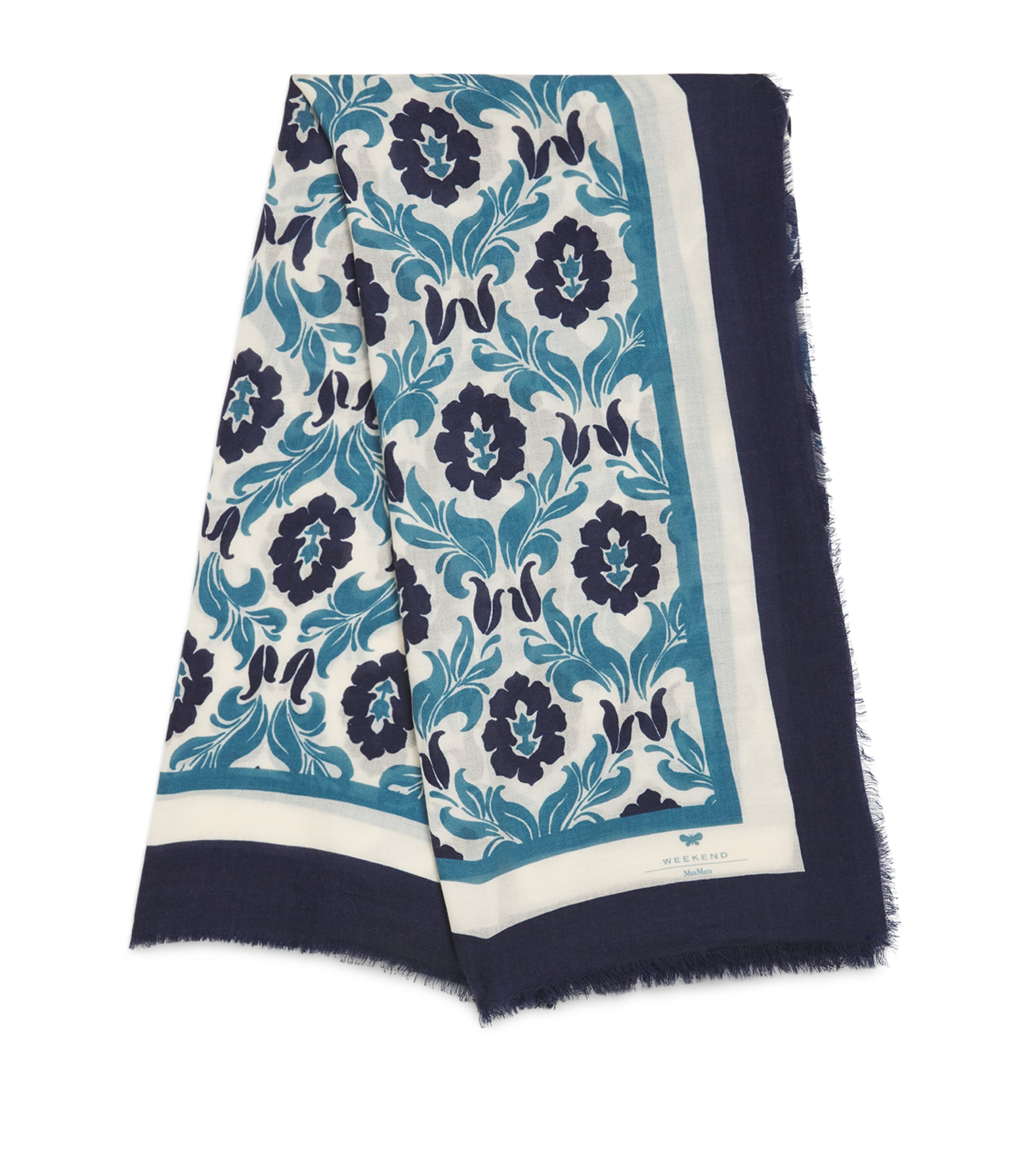 Shop Weekend Max Mara Wool Printed Scarf In White