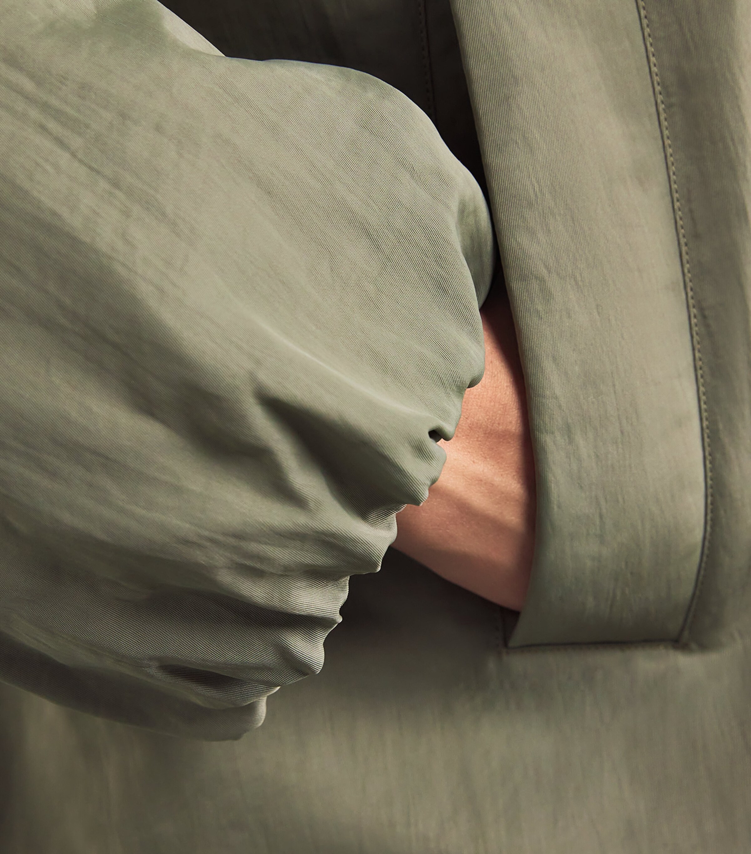 Water-Repellent Oversized Bomber Jacket SAGE GREEN Image 6