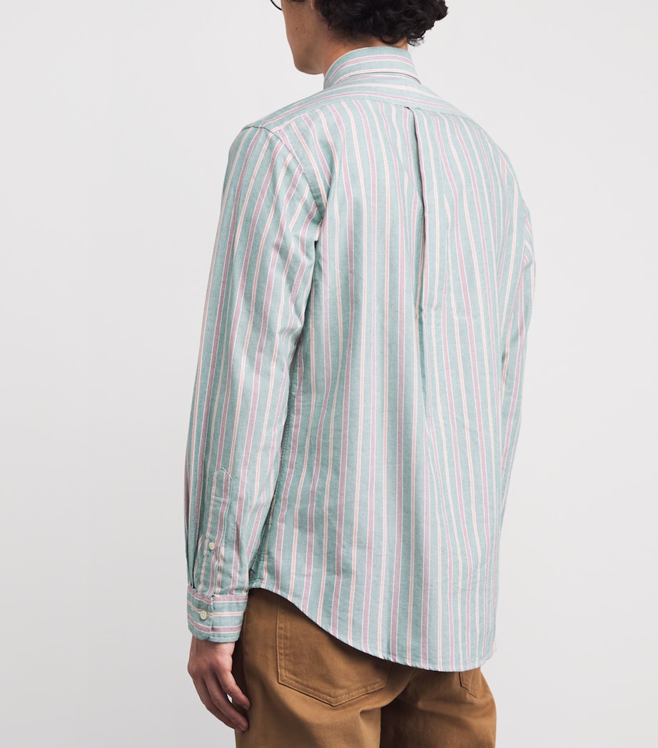 Cotton Stripe Oxford Shirt GREEN Image 4