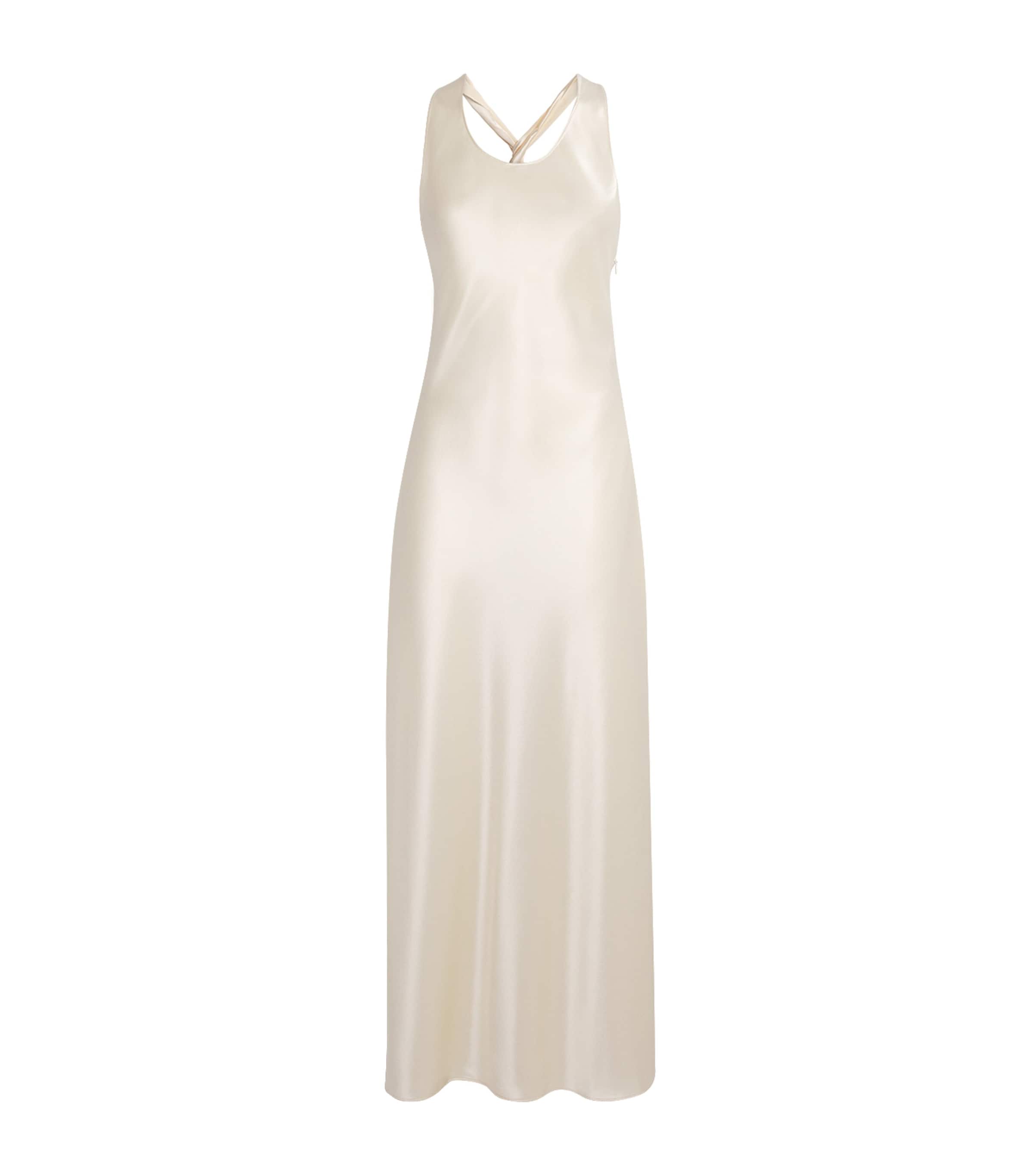 Almada Label Womens Satin Zila Maxi Dress Vanilla Image 1