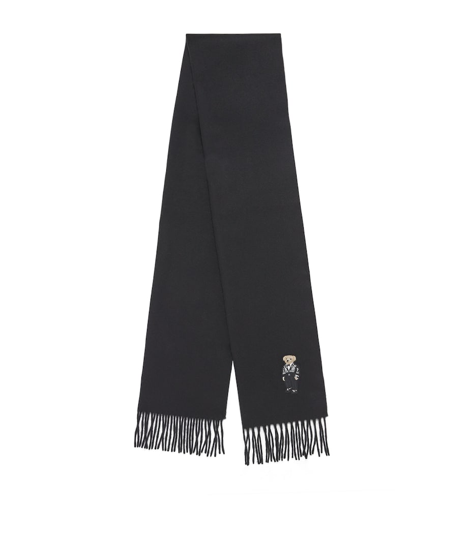 Ralph Lauren Purple Label Mens Cashmere Polo Bear Scarf Black Image 1