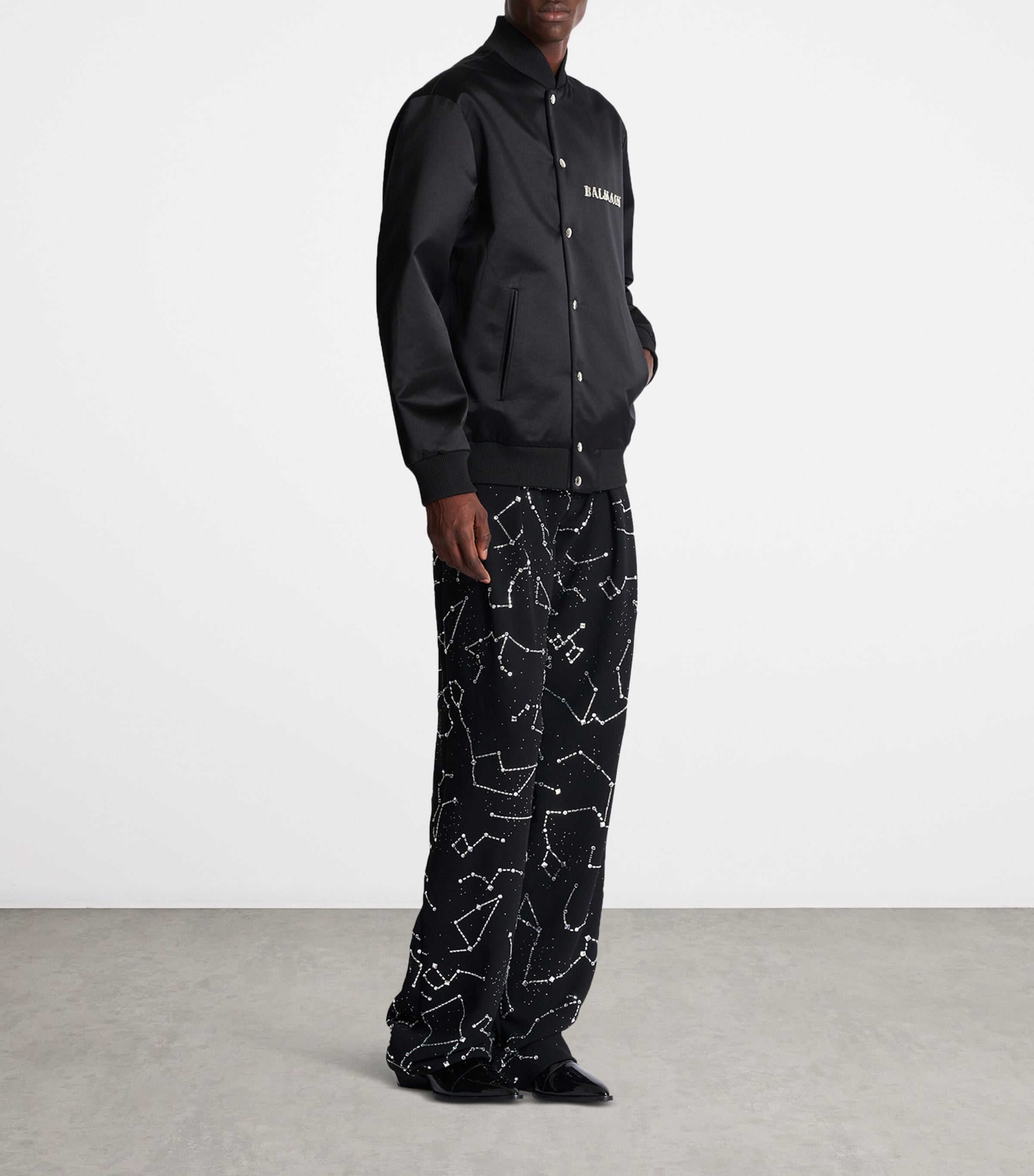 Satin Embellished Bomber Jacket EAW NOIR/CRISTAL Image 8