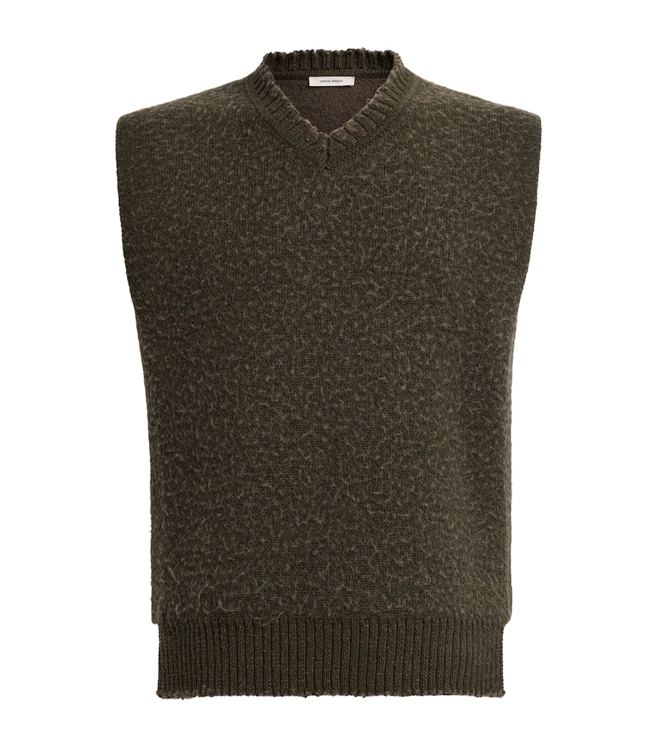 Craig Green Mens Wool-Blend Sweater Vest Green/ Khaki Image 1