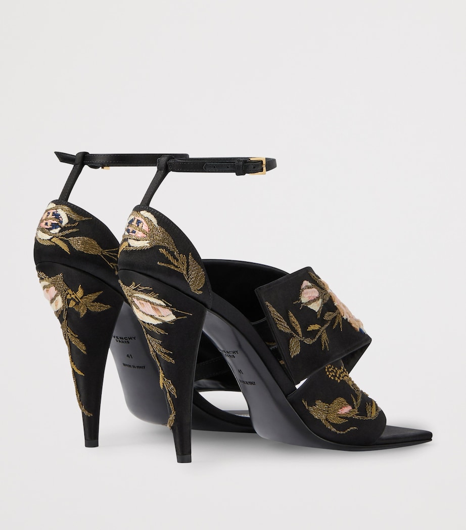 Leather Twisted Ribbon Heeled Sandals 95 BLACK Image 5