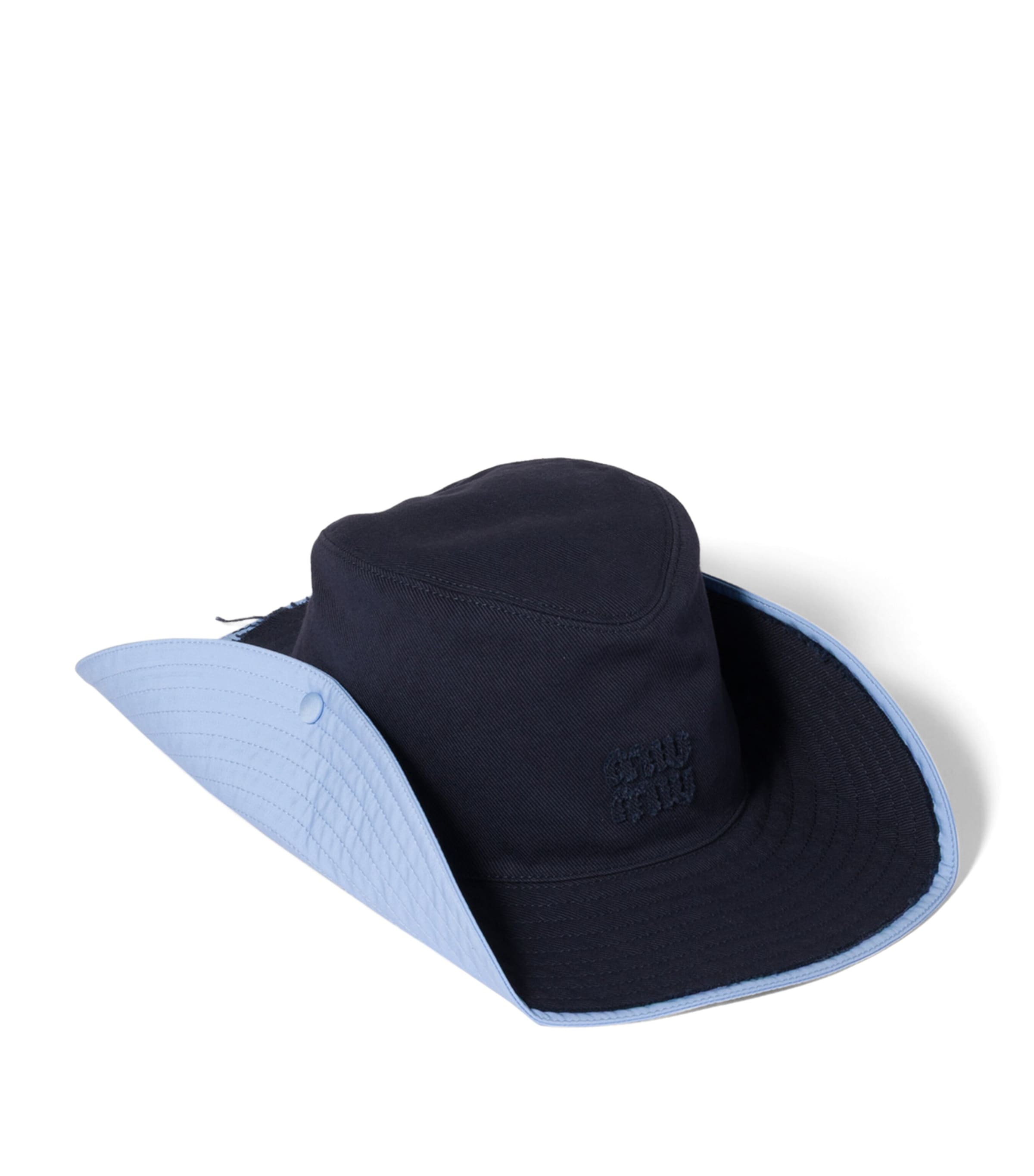 Miu Miu Cotton Logo Cowboy Hat Blue Image 1