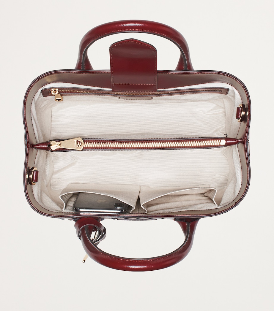 Midi Leather London Tote Bag BURGUNDY Image 5