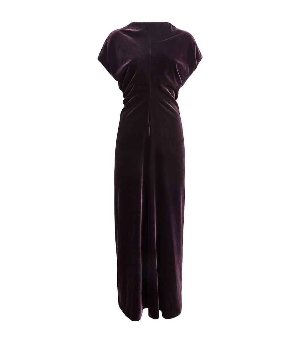 Agnona Velvet Gathered Midi Dress Brgndy