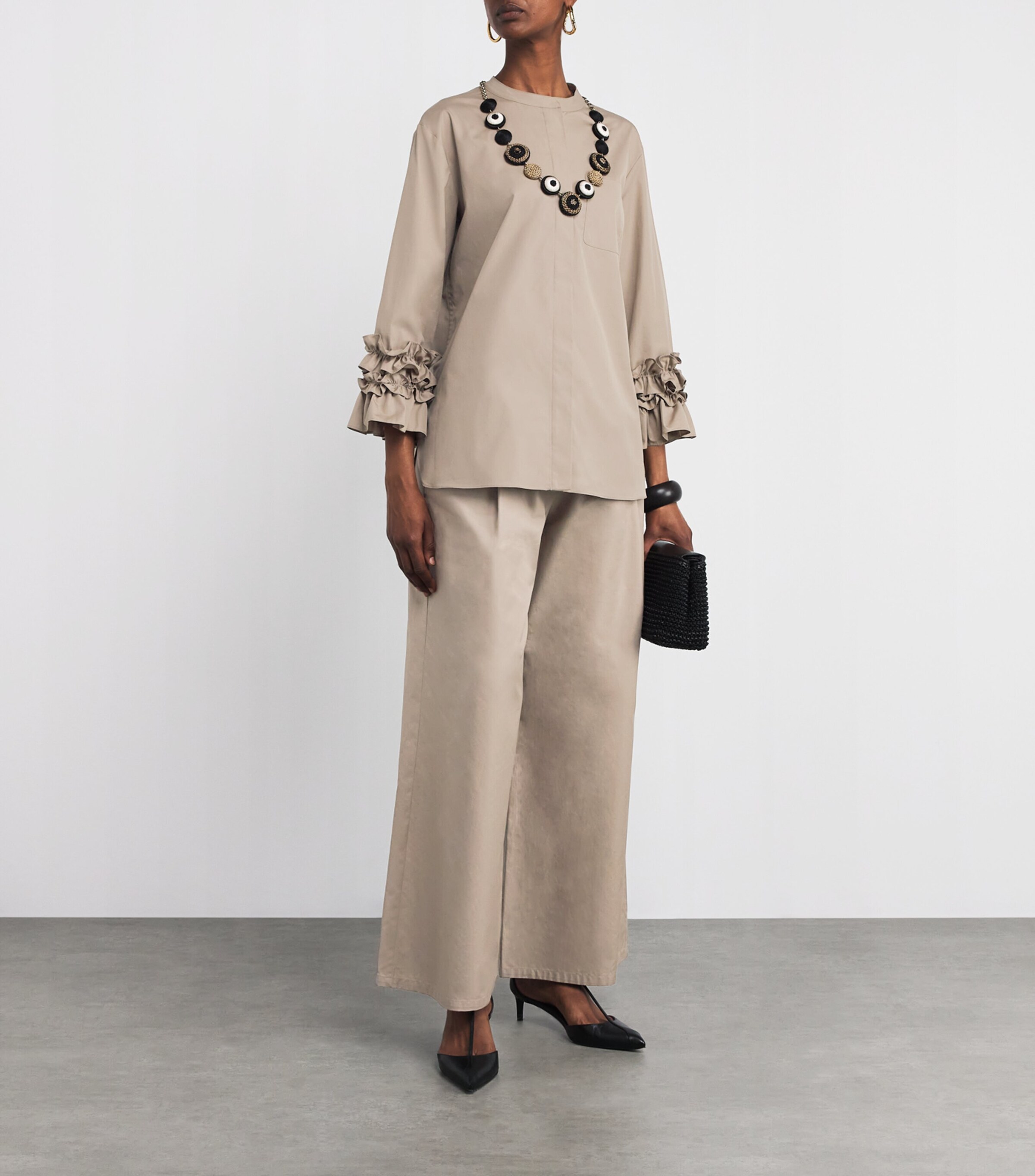 Max Mara Cotton Poplin Wide-Leg Nora Trousers | Harrods US