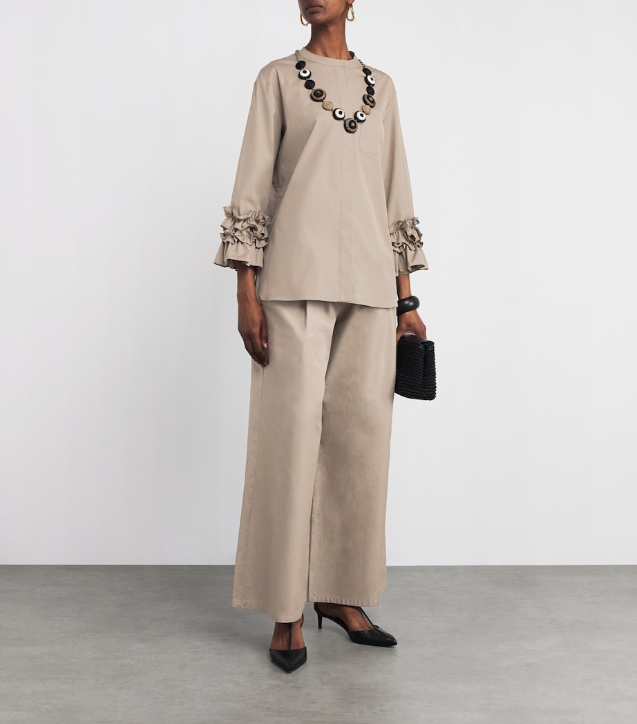 Cotton Poplin Wide-Leg Nora Trousers TURTLEDOVE Image 2