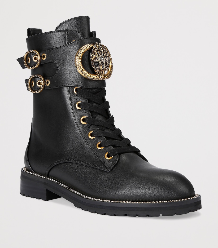 Leather Stoop Lace-Up Boots BLACK Image 4