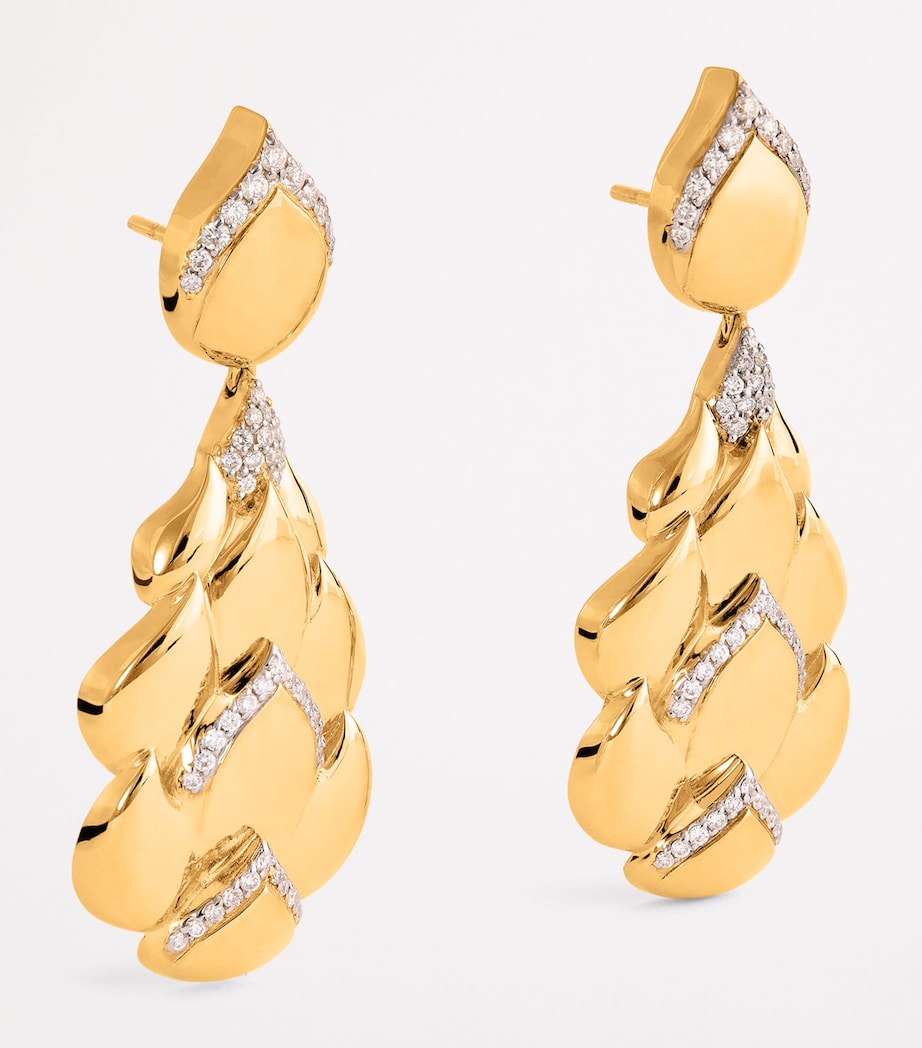 Nadine Aysoy Large Yellow Gold and Diamond Cobra Pendant Earrings Yellow Gold Image 3