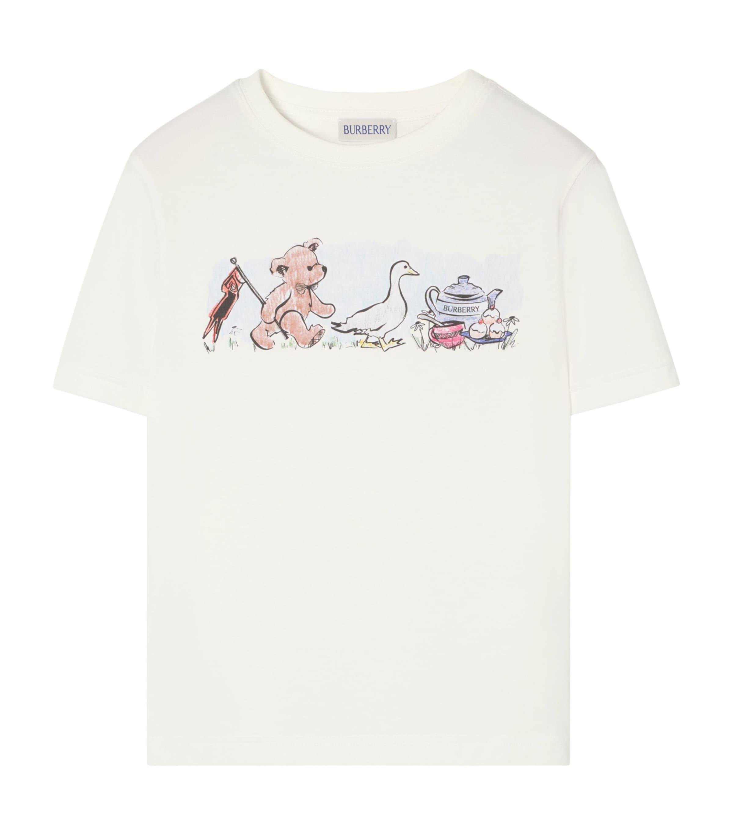 Burberry Kids Cotton Thomas Bear and Friends T-Shirt (14 Years) Chalk White Image 1