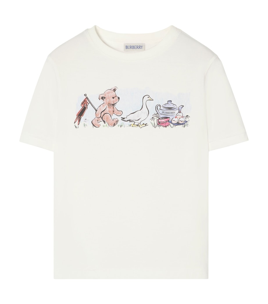 Burberry Kids Cotton Thomas Bear and Friends T-Shirt (14 Years) Chalk White Image 1