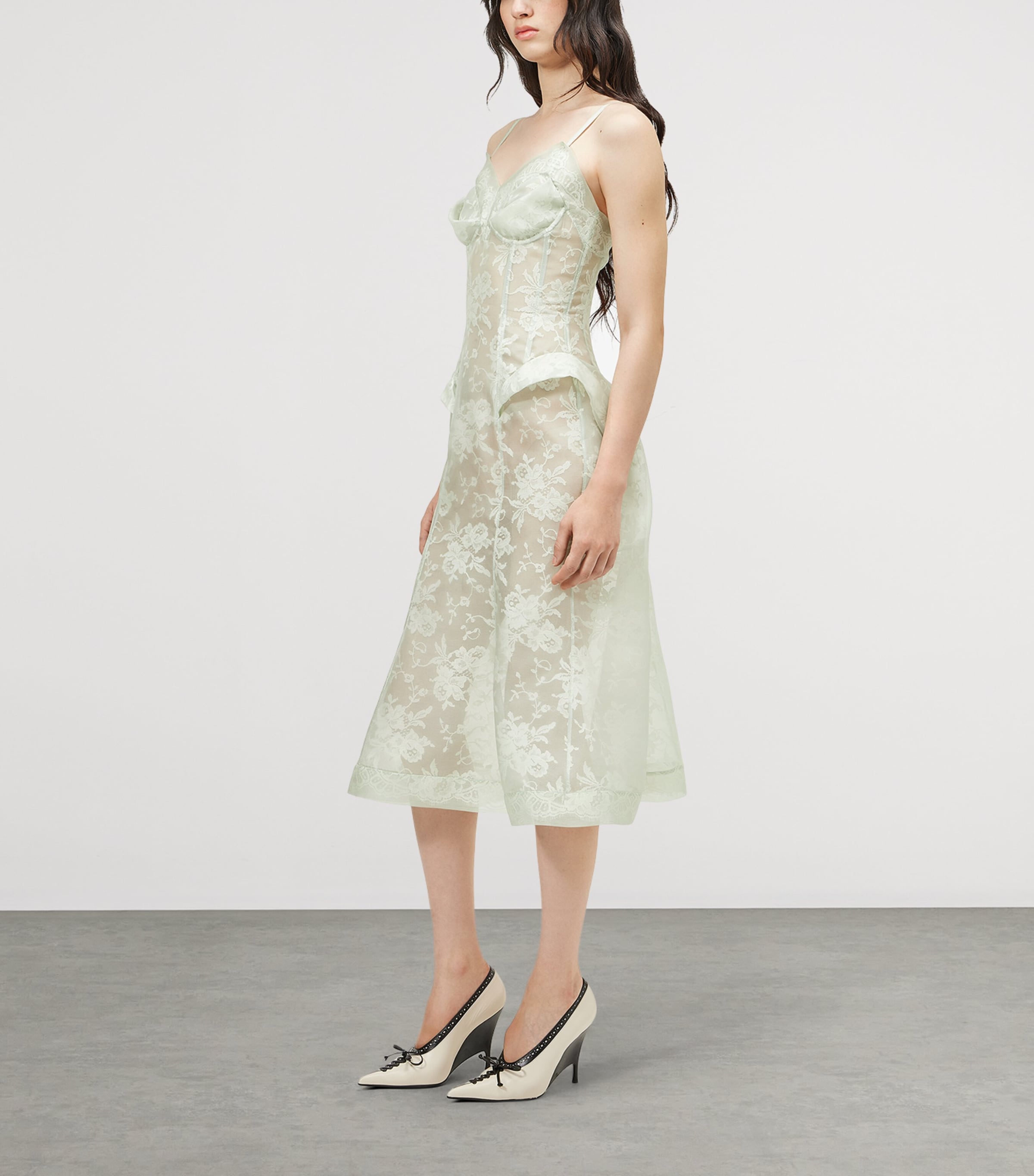 McQueen Womens Silk Lace Floral Midi Dress Image 4