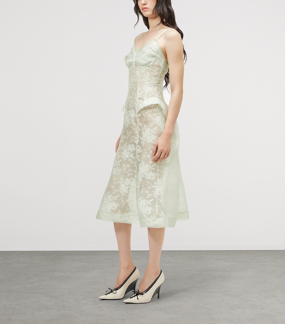 McQueen Womens Silk Lace Floral Midi Dress Image 4