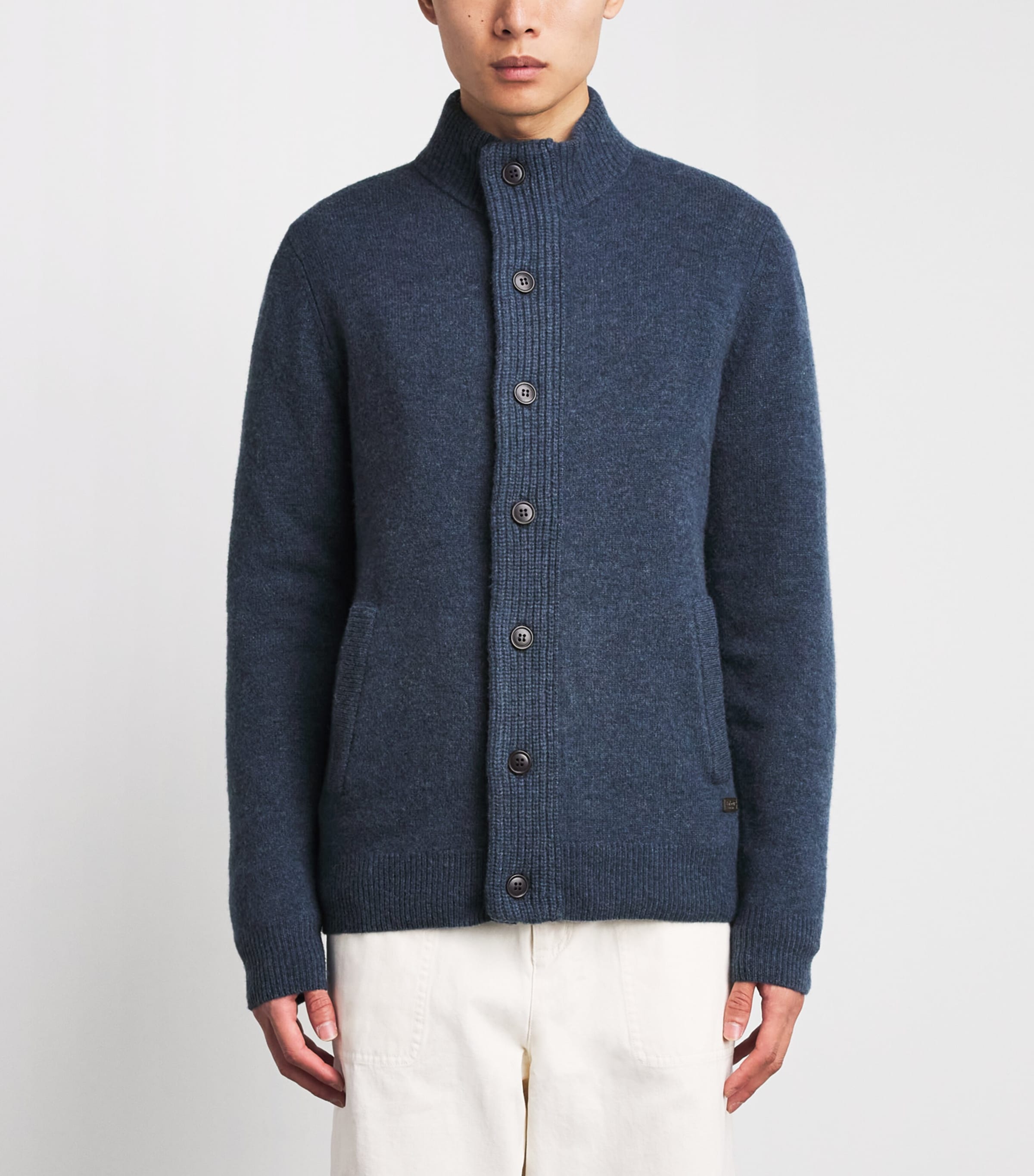 Barbour Mens Wool Patch Zip-Through Cardigan Dark Indigo Image 4