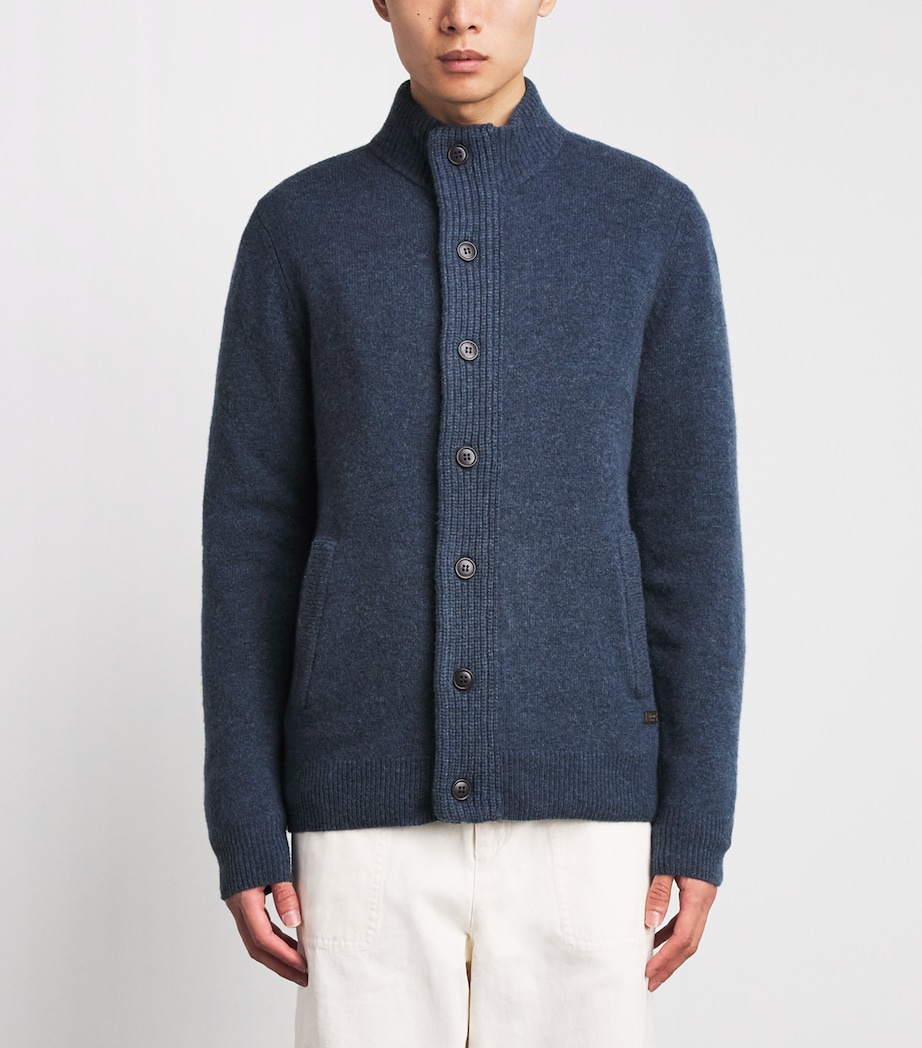 Barbour Mens Wool Patch Zip-Through Cardigan Dark Indigo Image 4