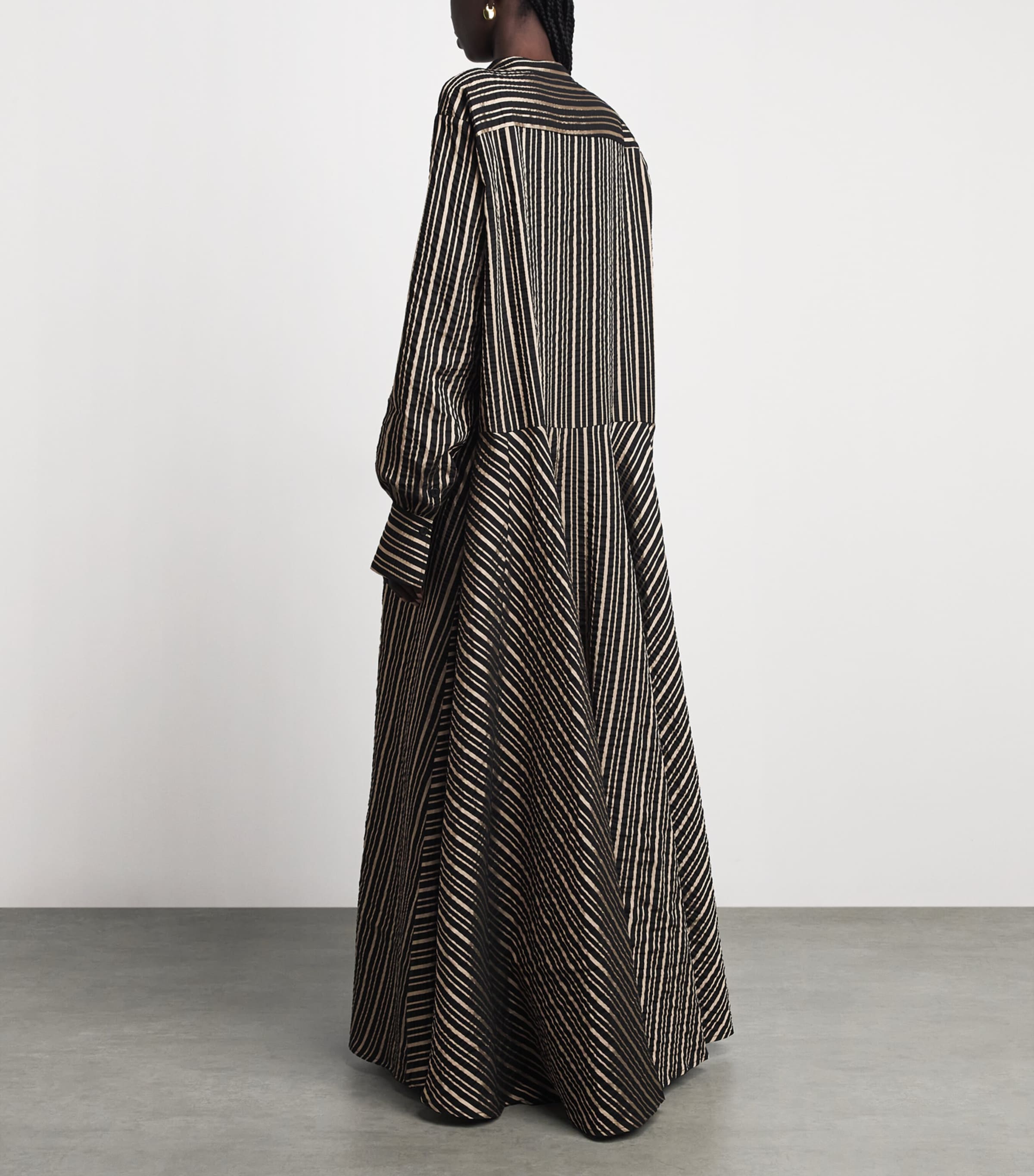 Palmer//Harding Womens Wool-Blend Clarity Maxi Dress Black & Gold Stripe Image 4