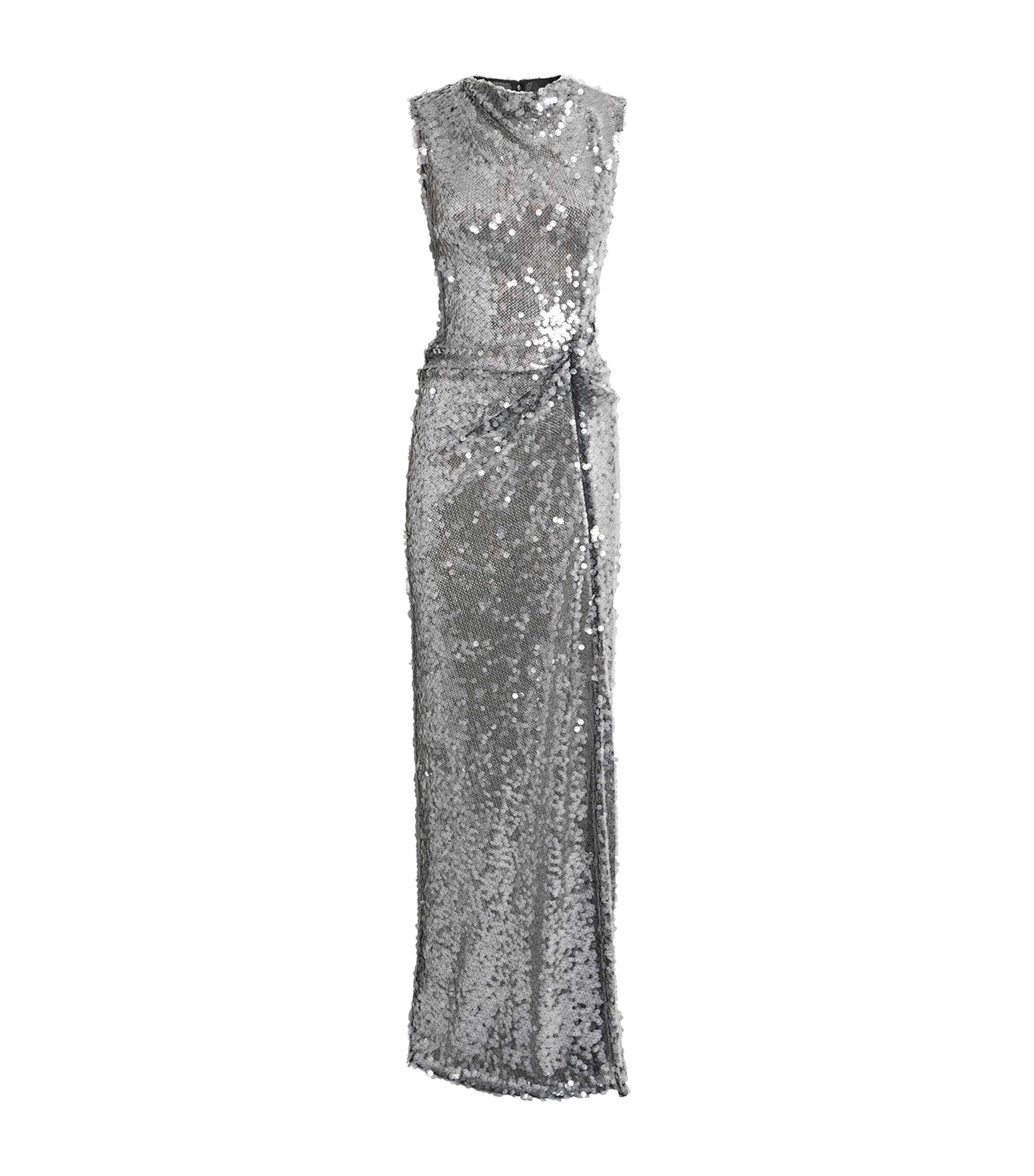 LAPOINTE Womens Sequin Tuck-Detail Gown Black Image 1