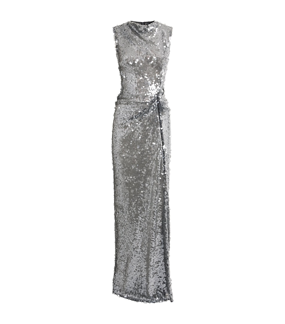 LAPOINTE Womens Sequin Tuck-Detail Gown Black Image 1