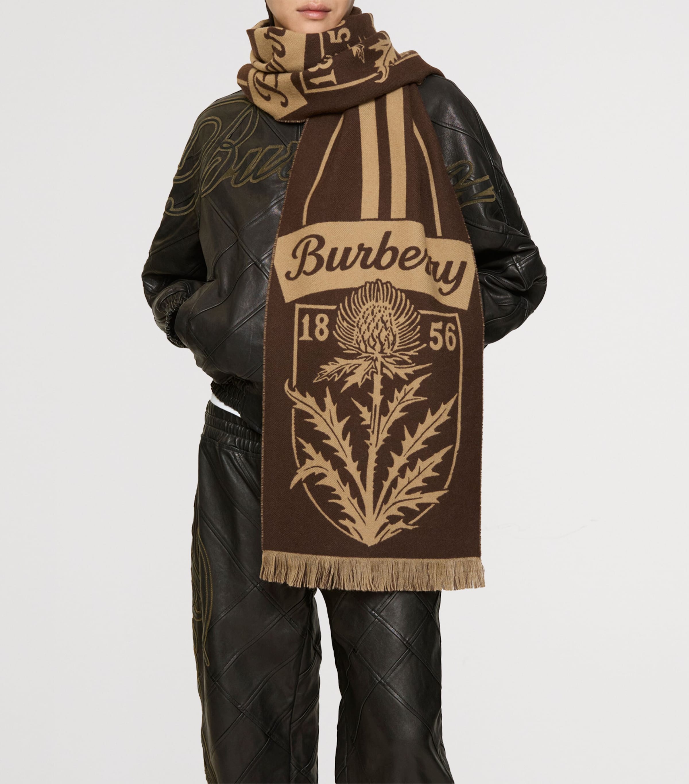 Wool Thistle Shield Scarf TREACLE BROWN Image 2