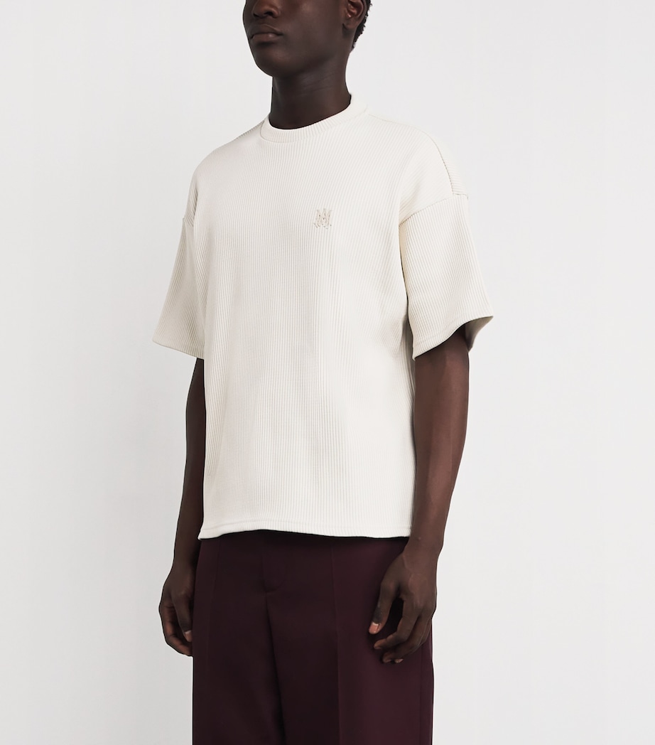 Stretch-Cotton Ribbed Logo Oversized T-Shirt ALABASTER Image 3