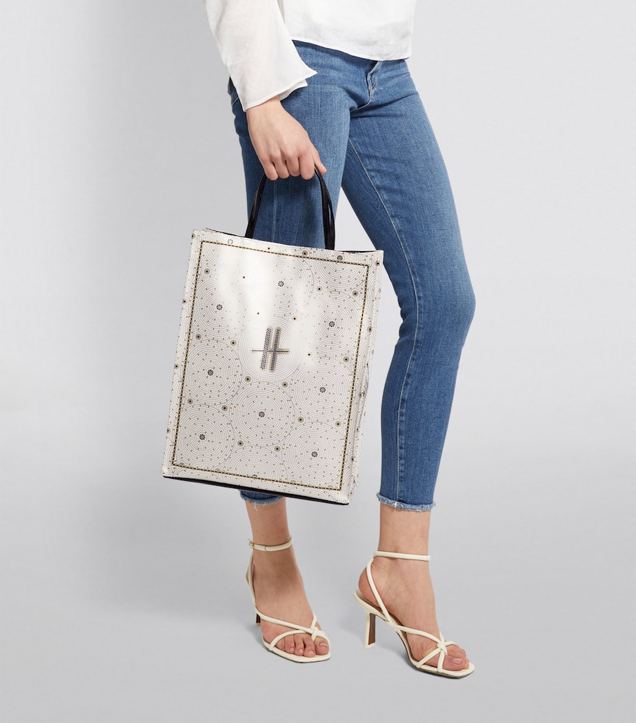 Harrods Medium Mosaic Floor Shopper Bag Black Image 5