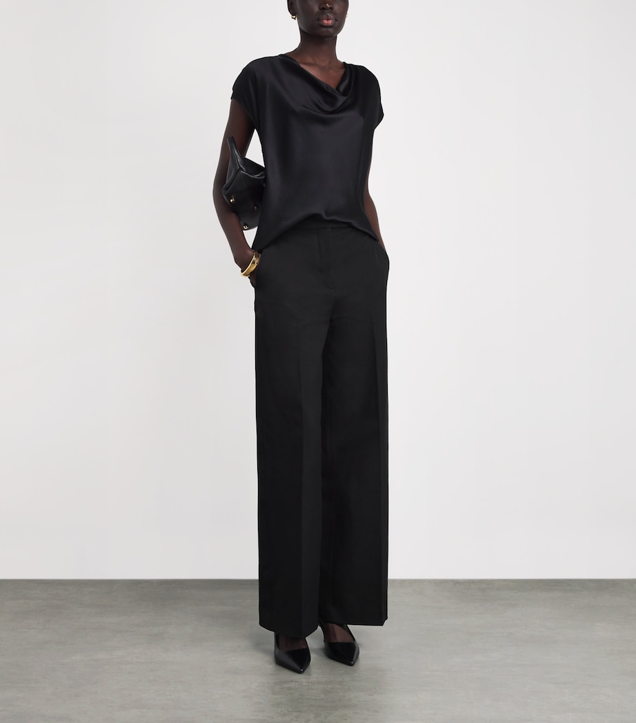 Joseph Womens Stretch-Gabardine Yukio Trousers Black Image 2