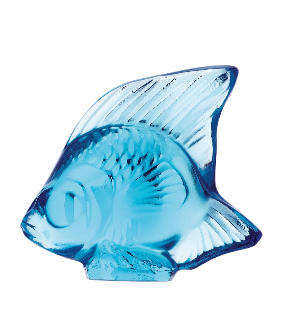 Lalique Crystal Fish Sculpture Bleu Clair