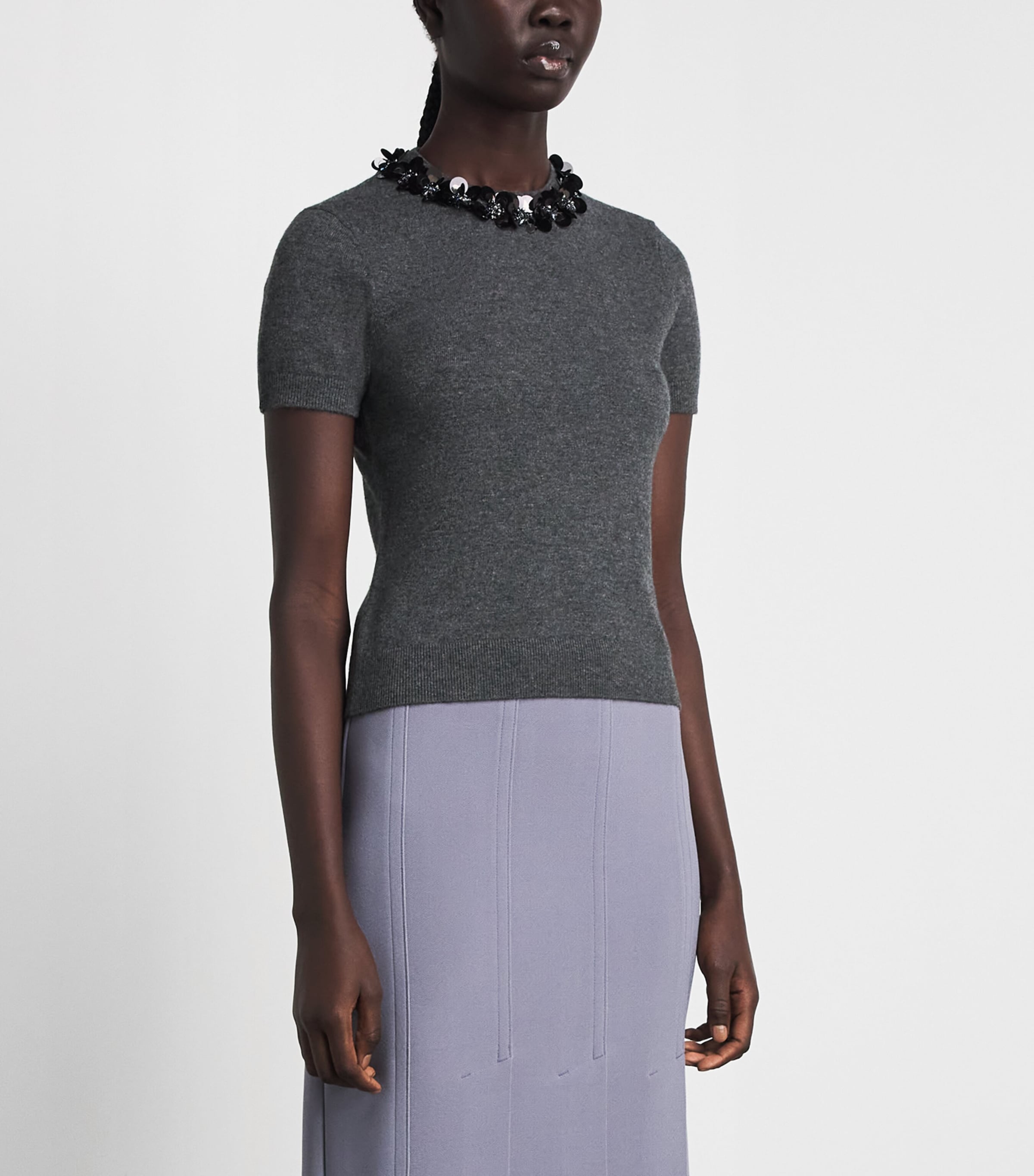 Simkhai Womens Wool-Cashmere Sophie Sweater Charcoal Dusty Blue Image 4