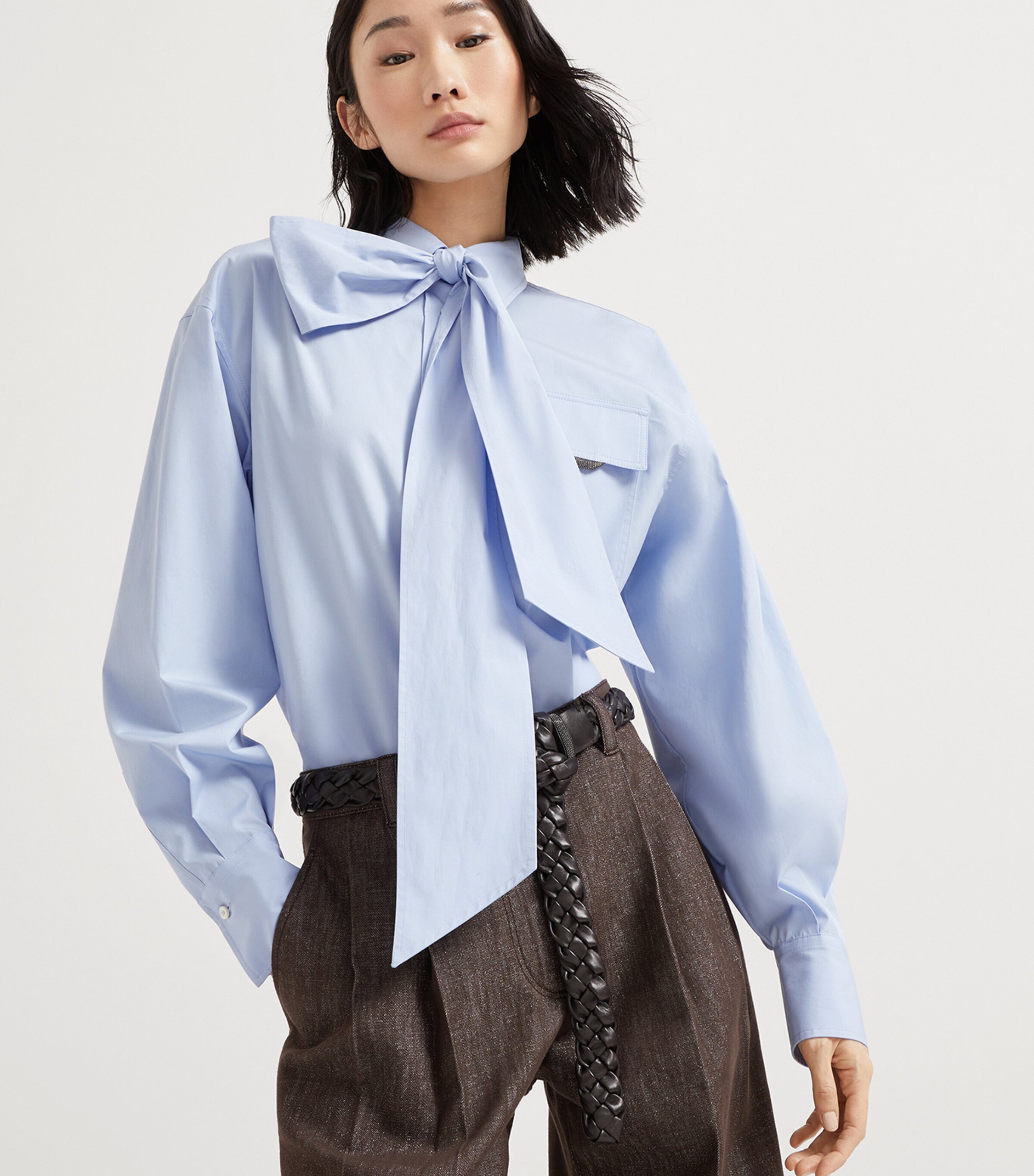 Cotton Poplin Pussybow Shirt C172 Image 5