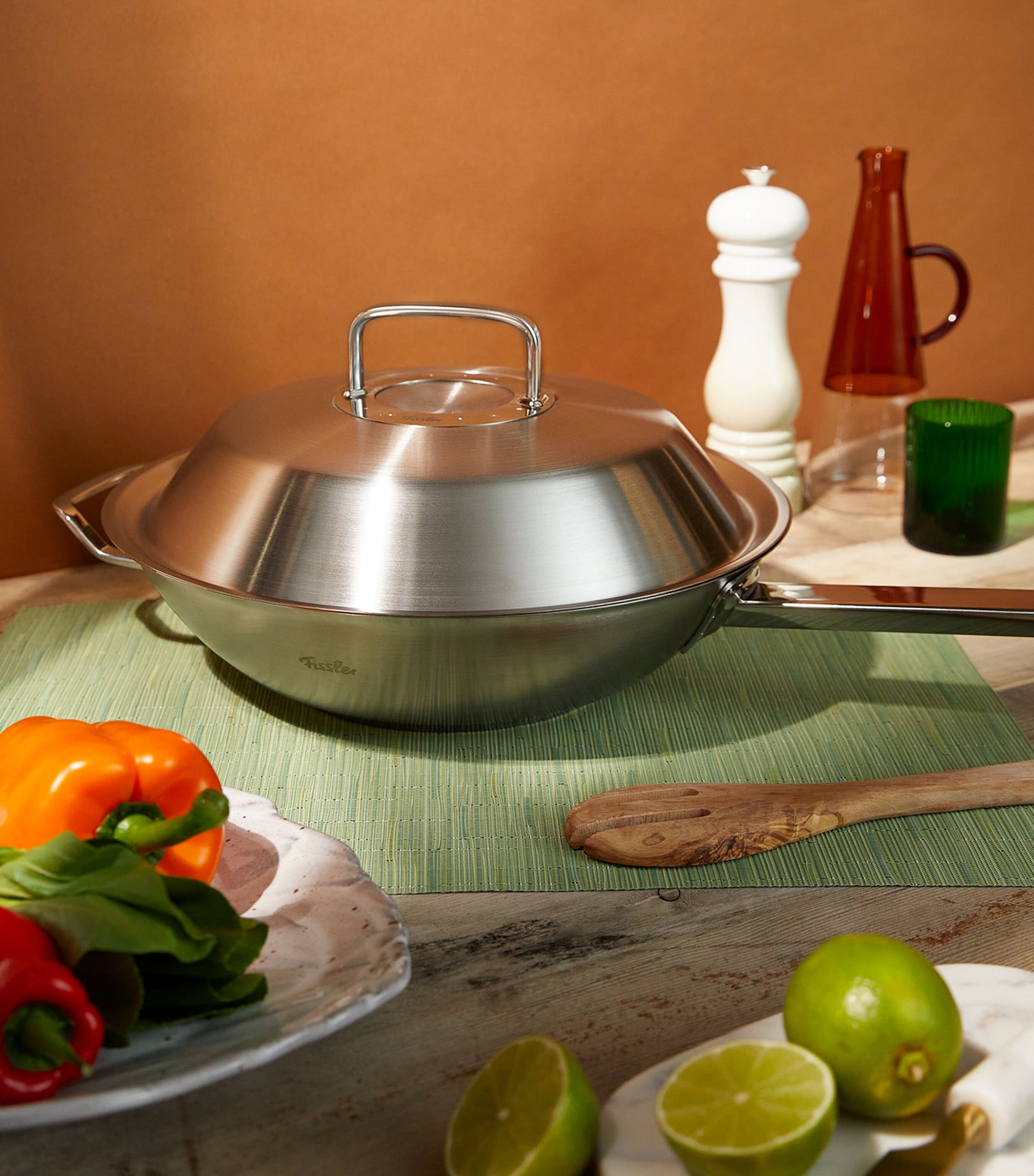 Original-Profi Handled-Wok with Lid (30cm) STAINLESS STEEL Image 2