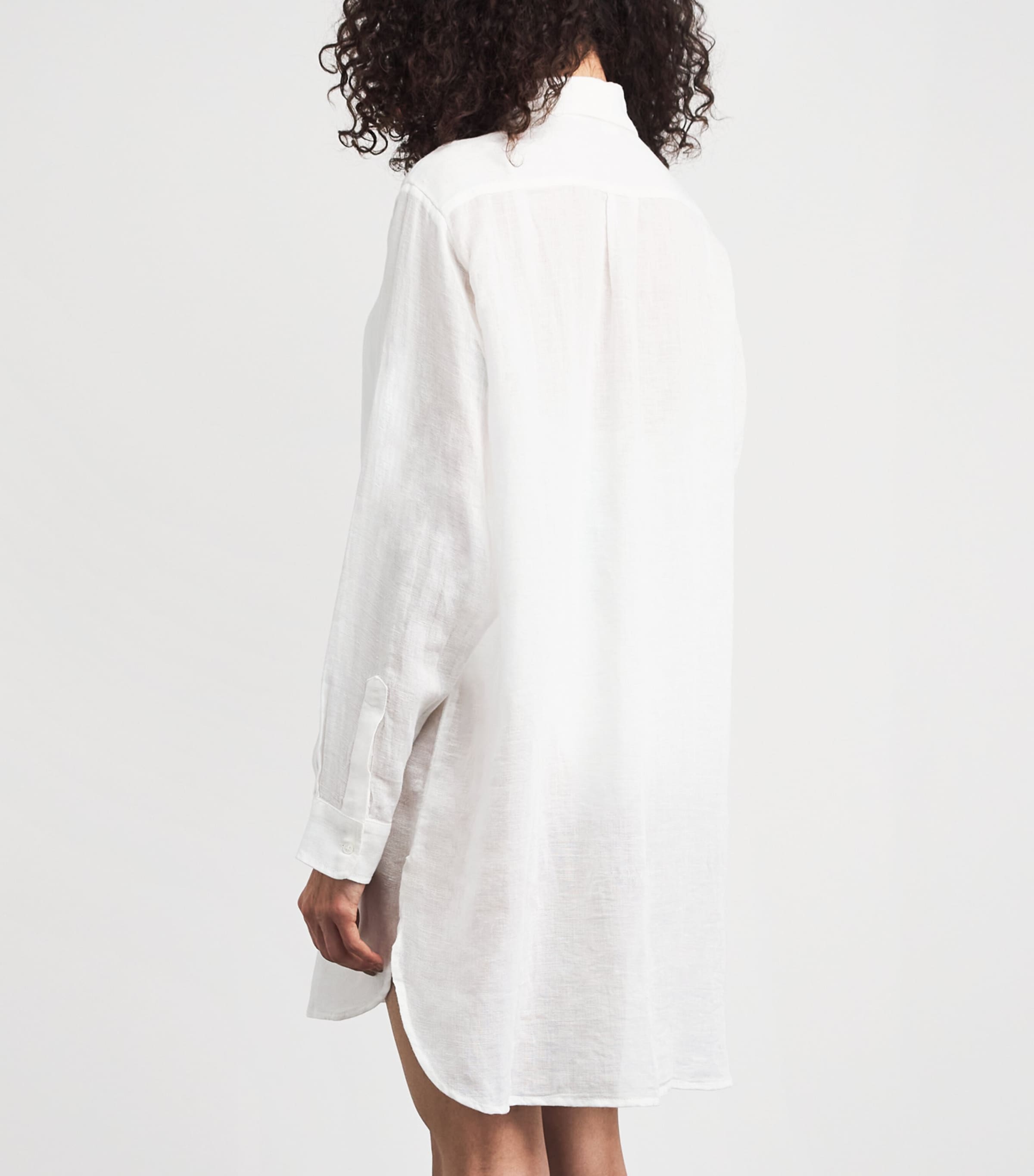 Polo Ralph Lauren Womens Organic Cotton-Linen Boyfriend Shirt White Image 5