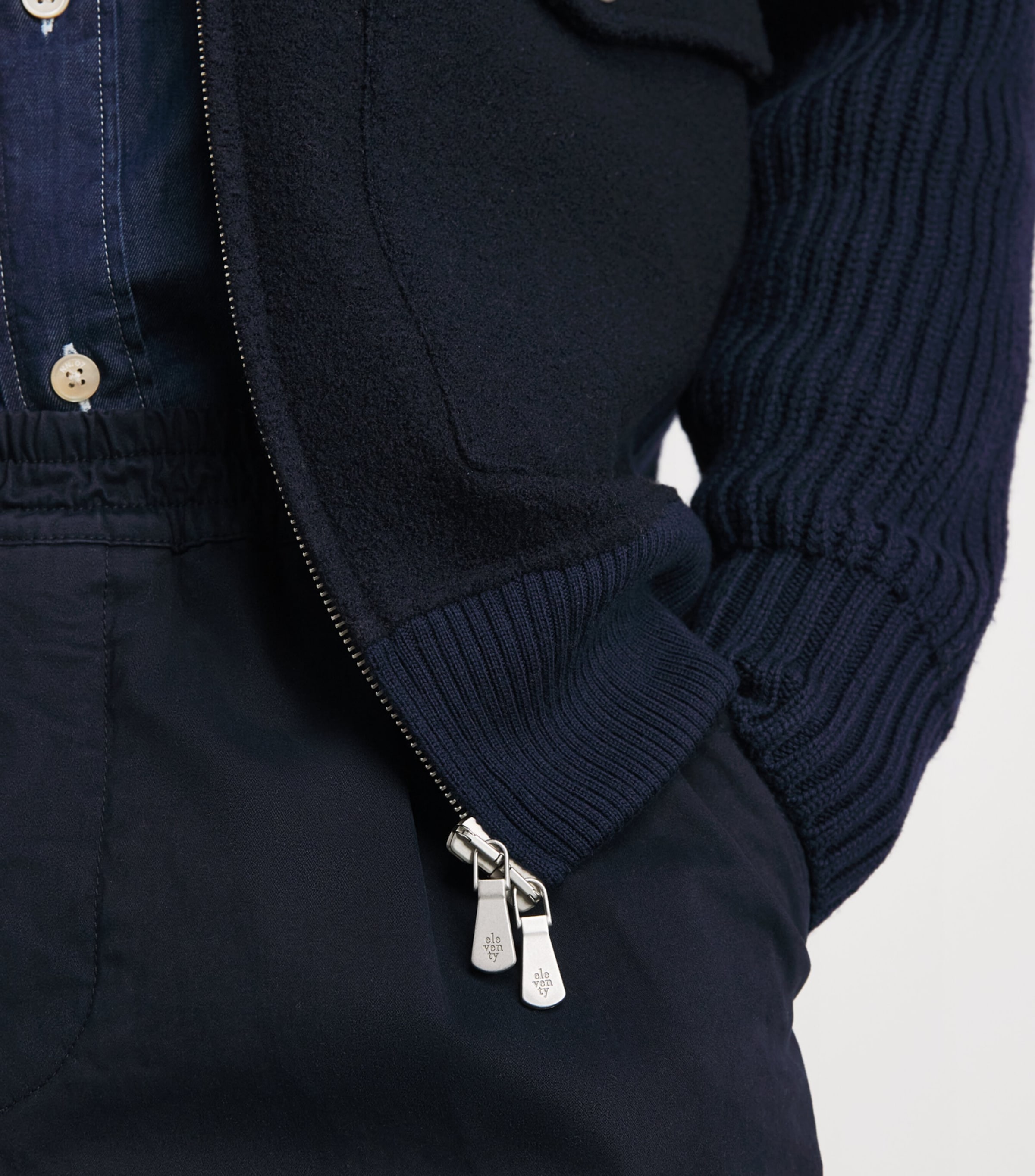 Eleventy Mens Wool Bomber Jacket Royal E Blu Image 3
