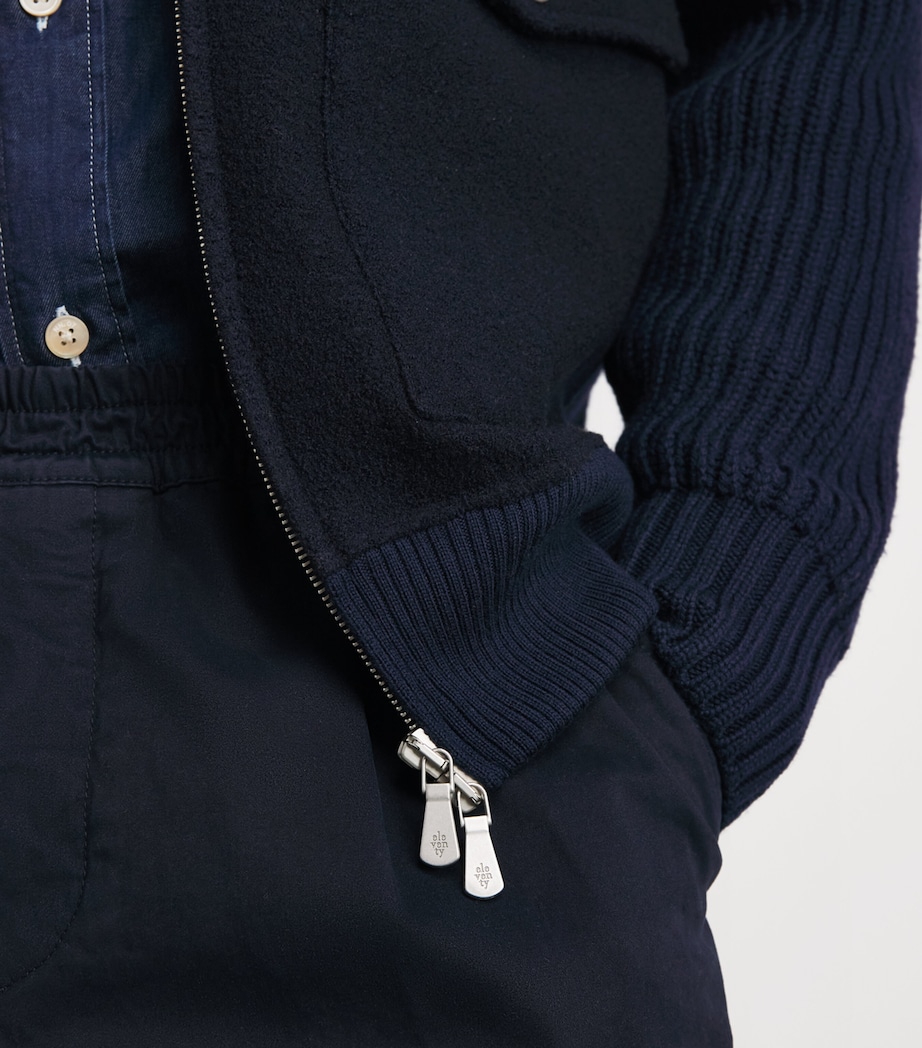Eleventy Mens Wool Bomber Jacket Royal E Blu Image 3