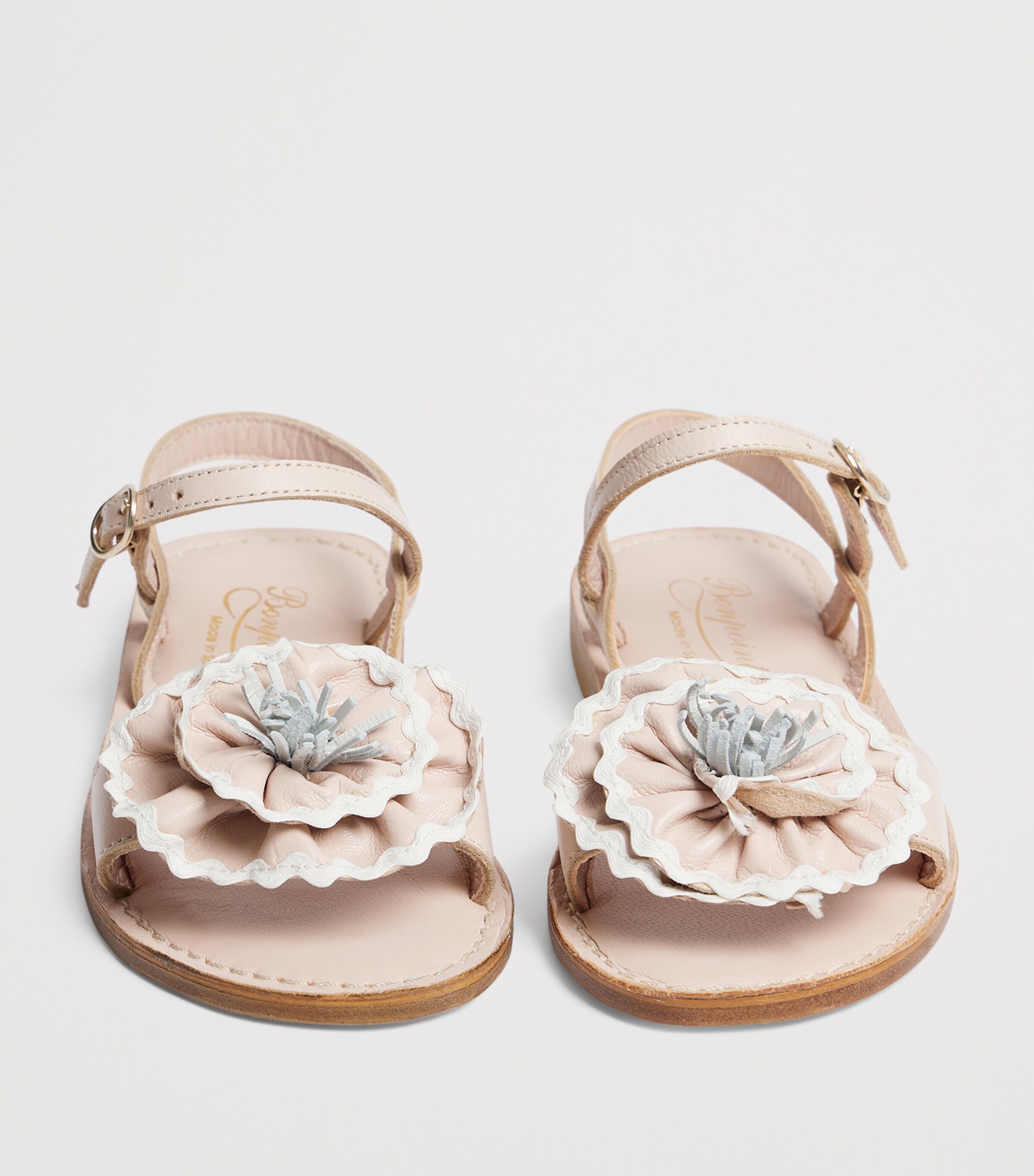 Leather Floral Sandals ROSE POUDRE Image 3