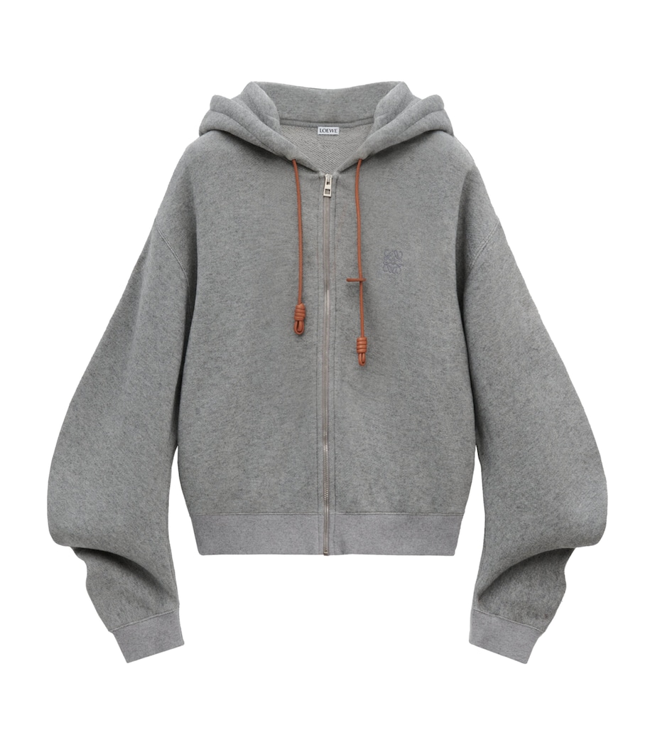 LOEWE Womens Cotton-Cashmere Flamenco Hoodie Grey Image 1