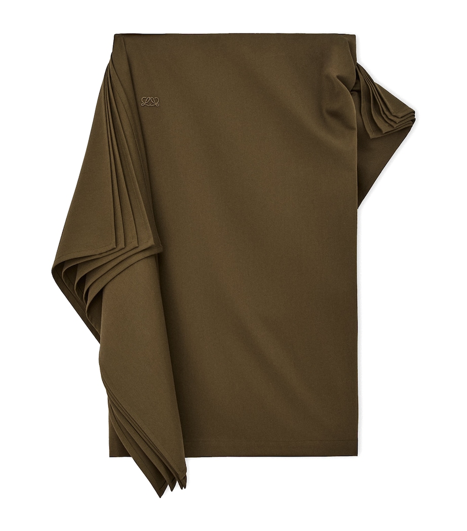 LOEWE Womens Asymmetric Midi Pencil Skirt Khaki Green Image 1