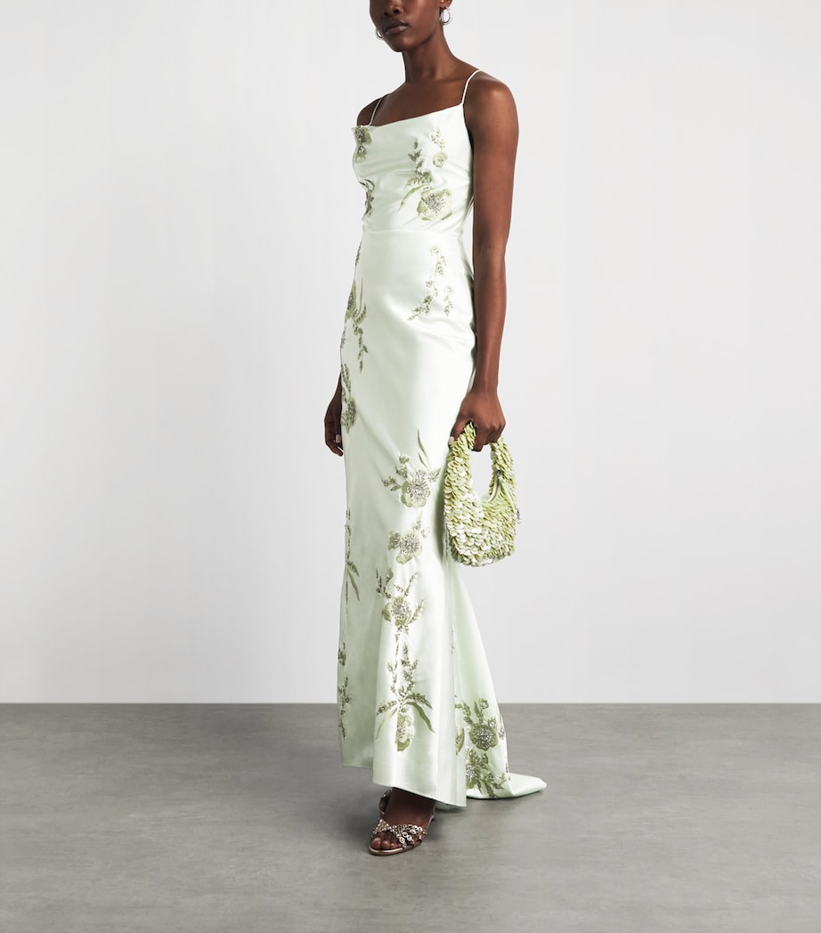 Alice+Olivia Womens Embellished Montana Maxi Dress Green Lily Image 2