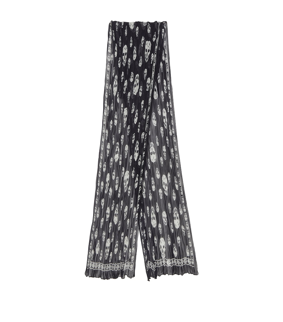 McQueen Silk Pleated Skull Scarf Image 1