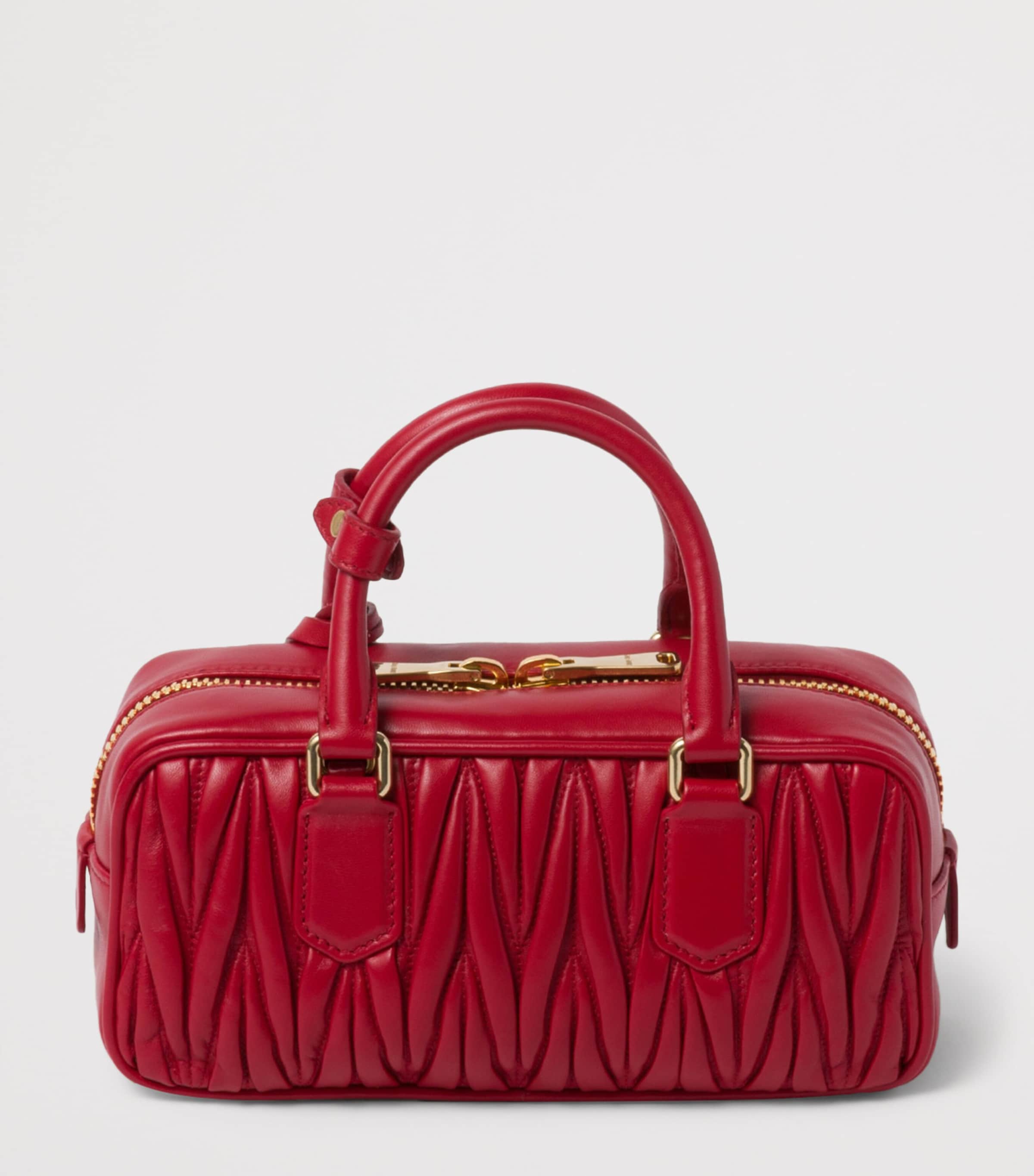 Miu Miu Nappa Leather Matelassé Arcadie Top-Handle Bag Red Image 5