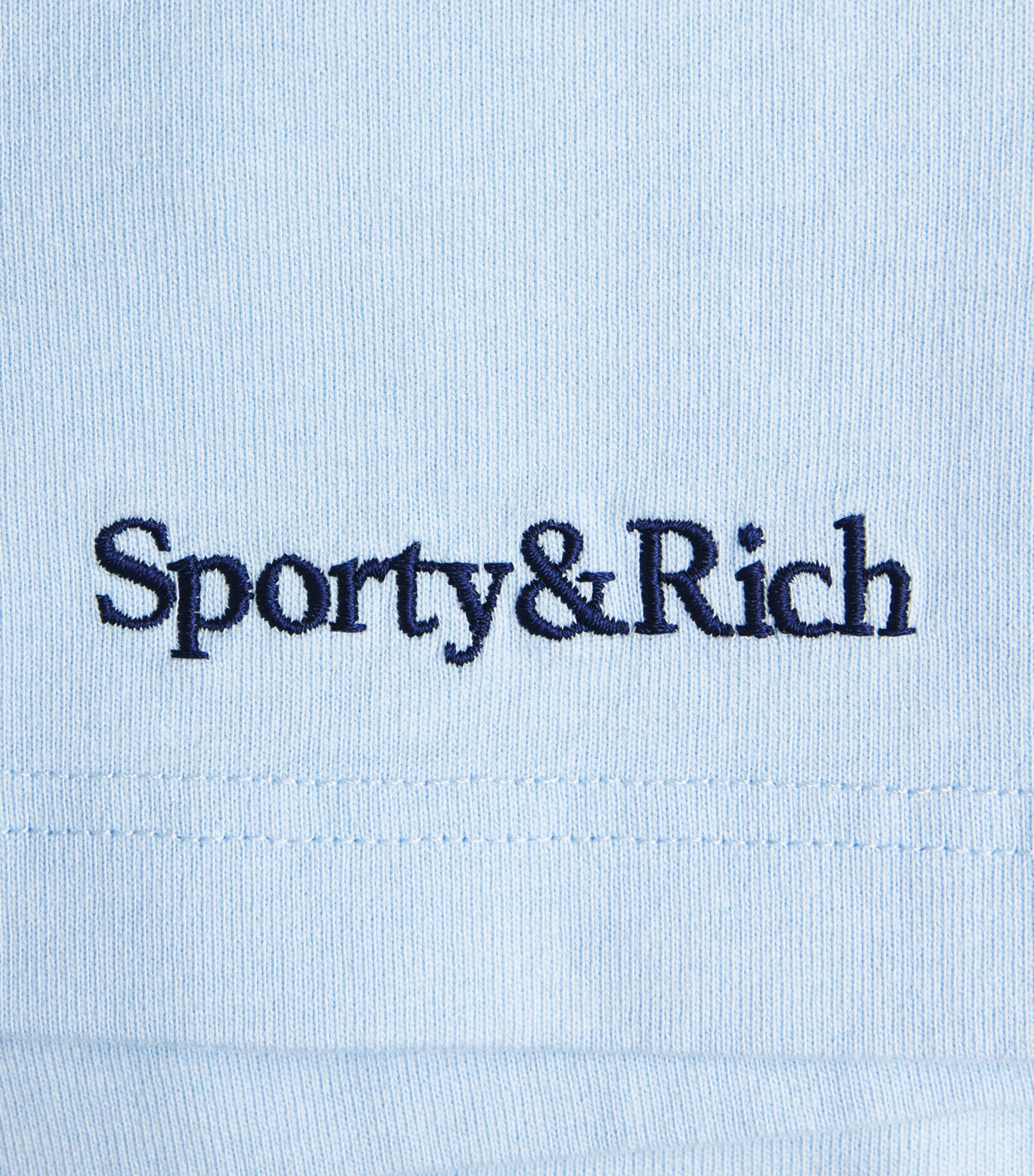 Sporty & Rich Womens Cotton Serif Sweat Shorts Ciel Image 6