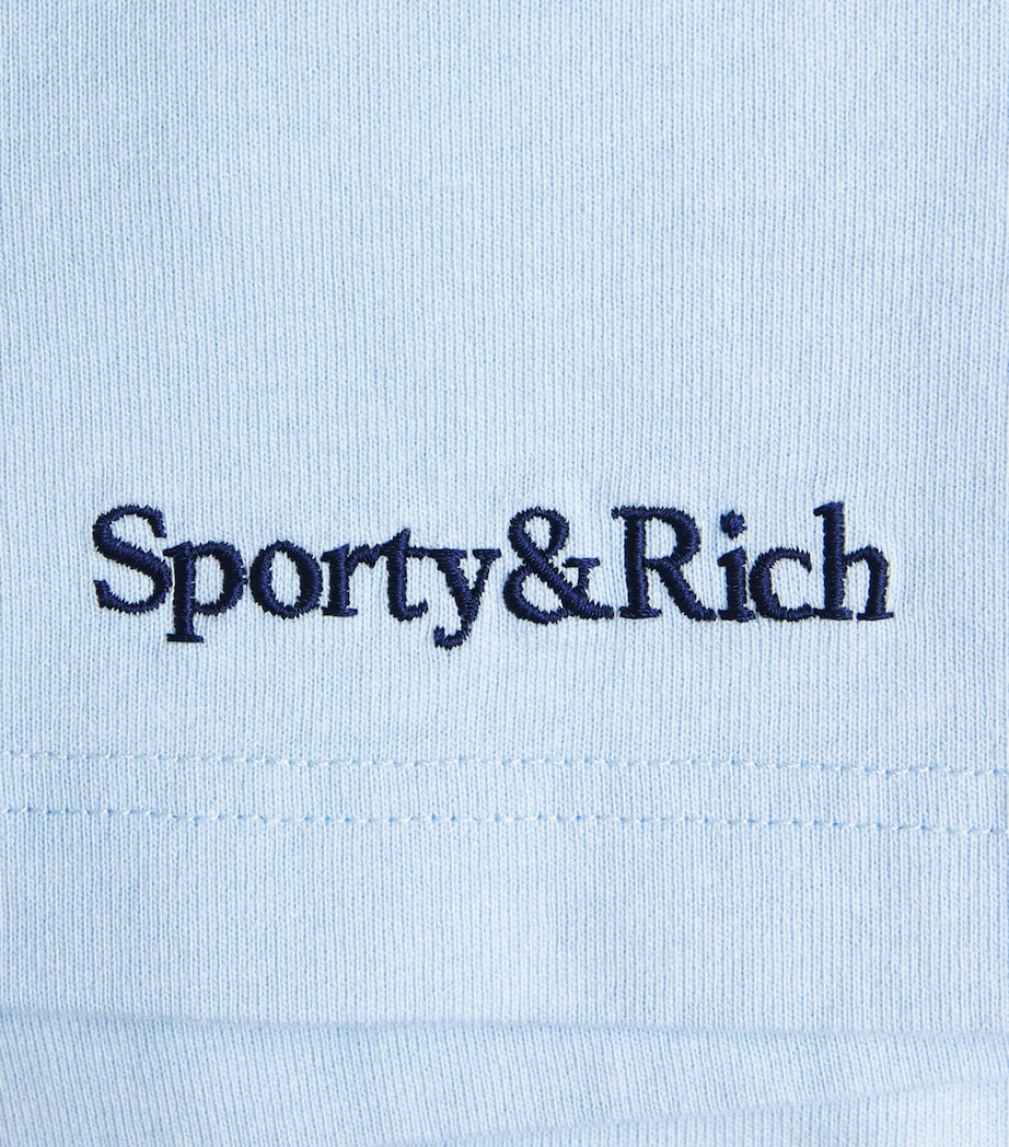 Sporty & Rich Womens Cotton Serif Sweat Shorts Ciel Image 6