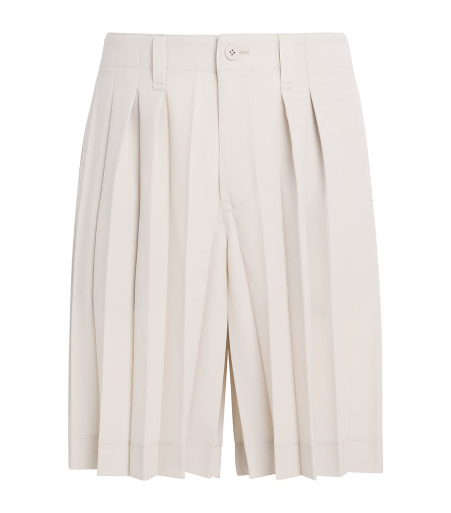 Pleated Edge Ensemble Shorts 40-BEIGE Image 1
