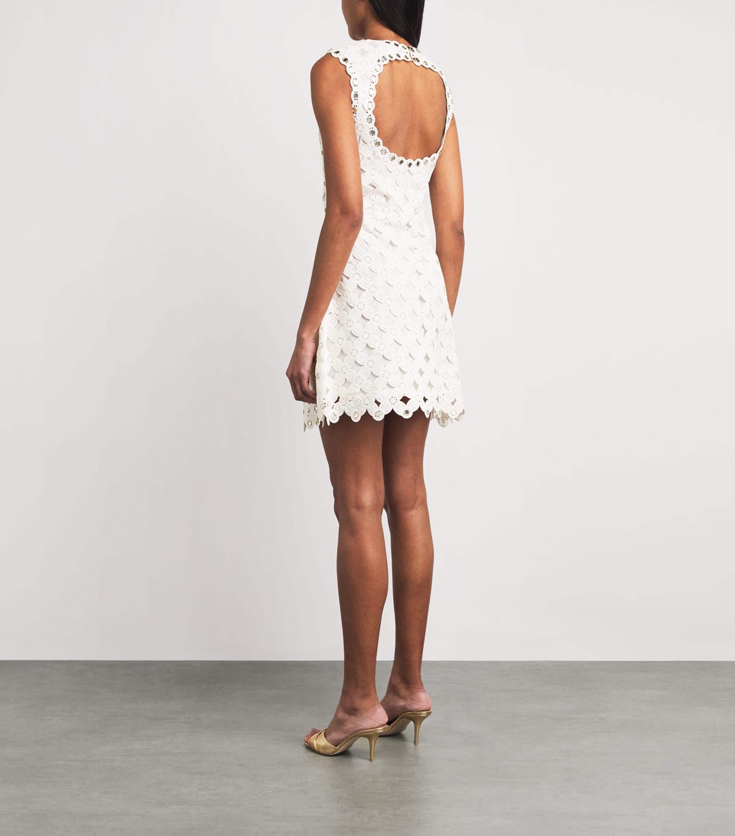 Maje Womens Crochet Mini Dress White Image 4