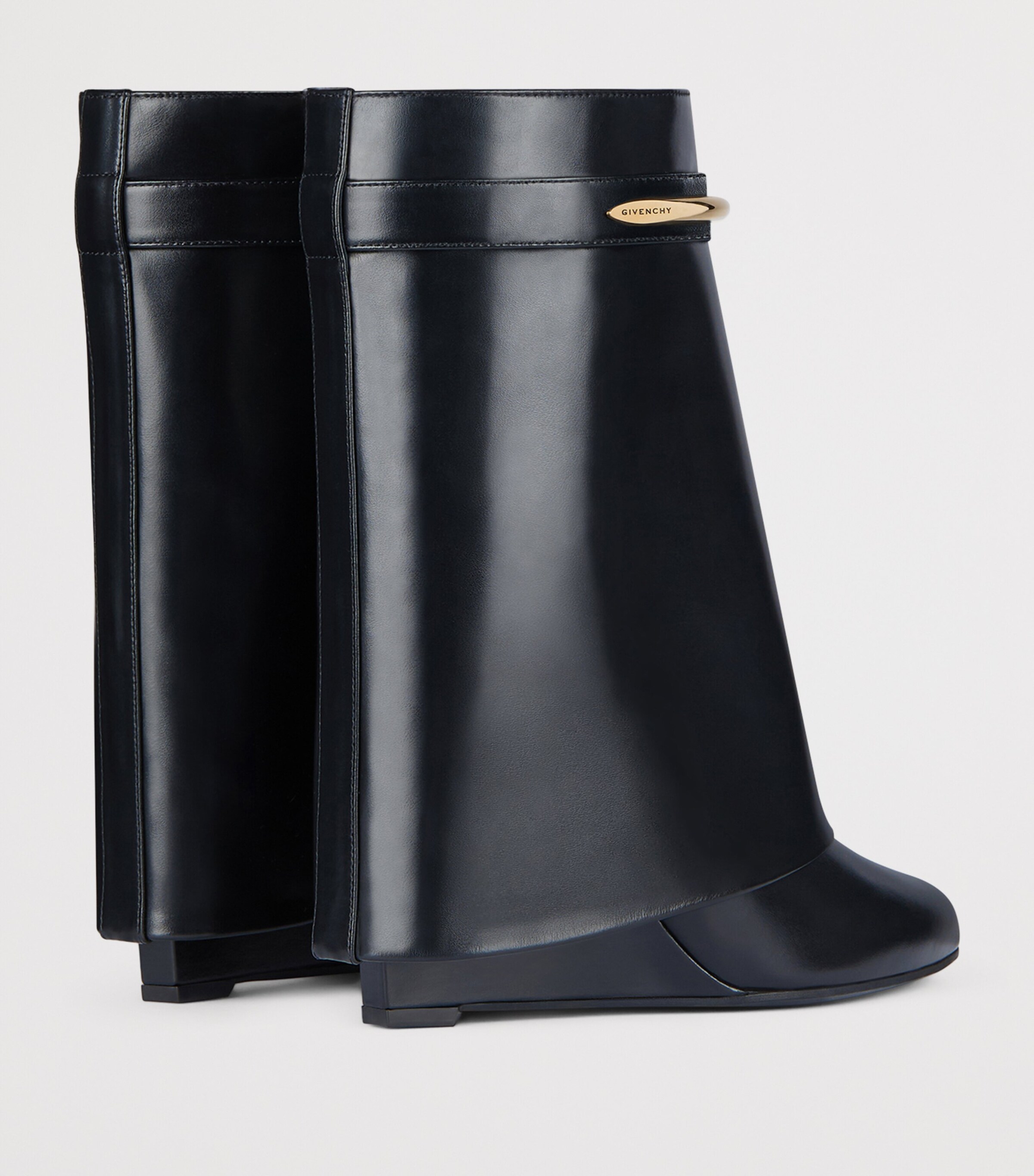 Leather Shark Ankle Boots 95 BLACK Image 2